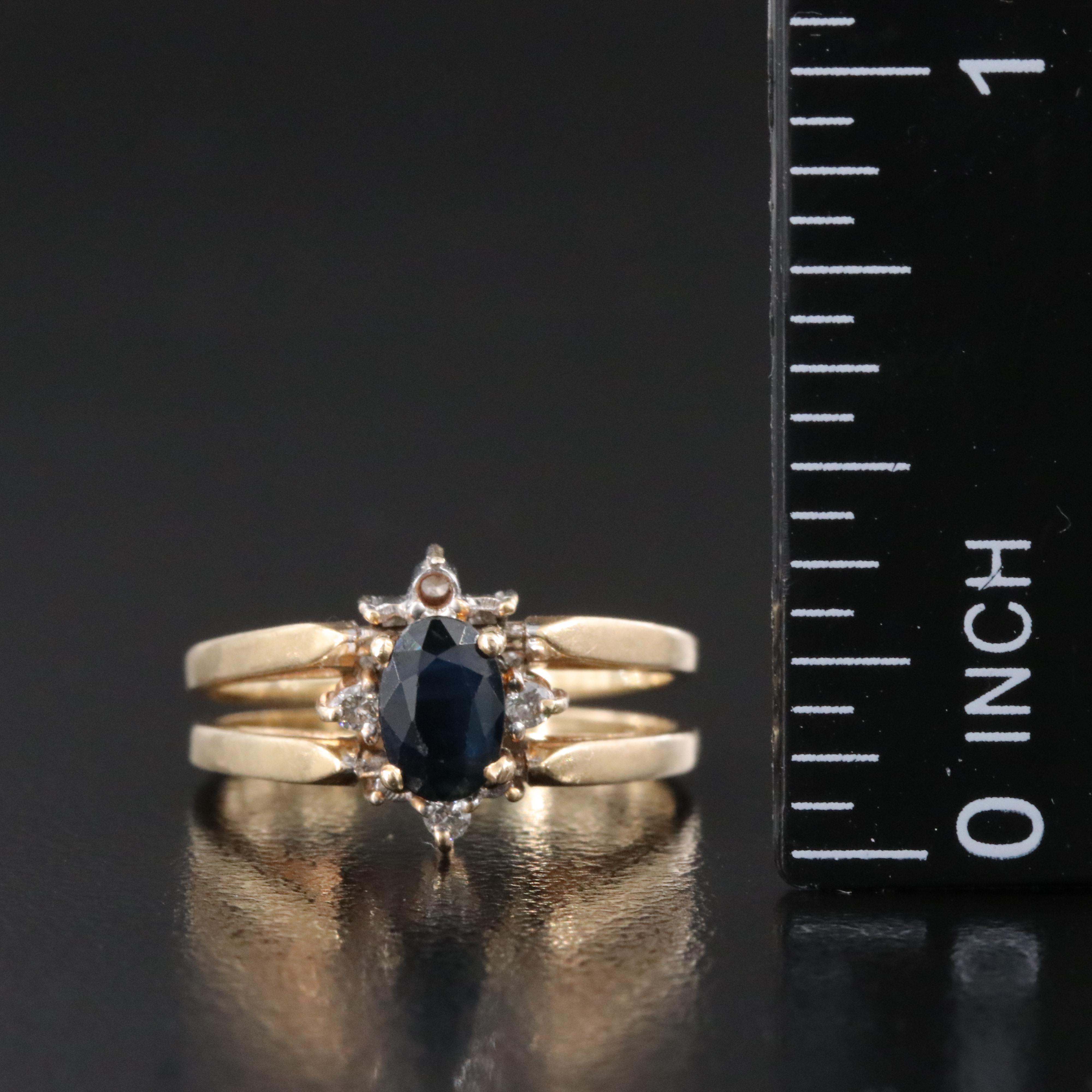 14K Sapphire and Diamond Reversible Flip Ring