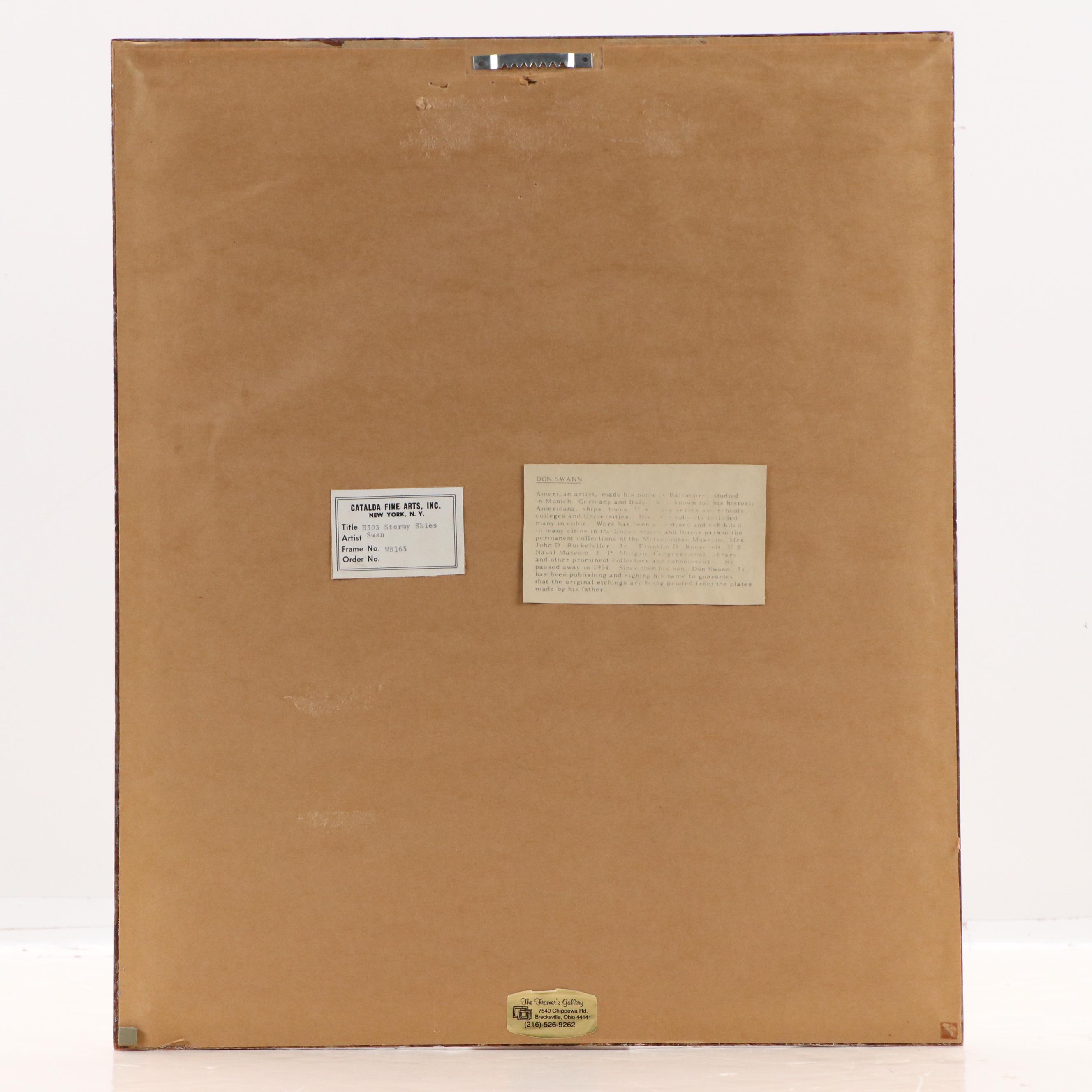 Don Swann Wooded Landscape Etching "Stormy Sky"