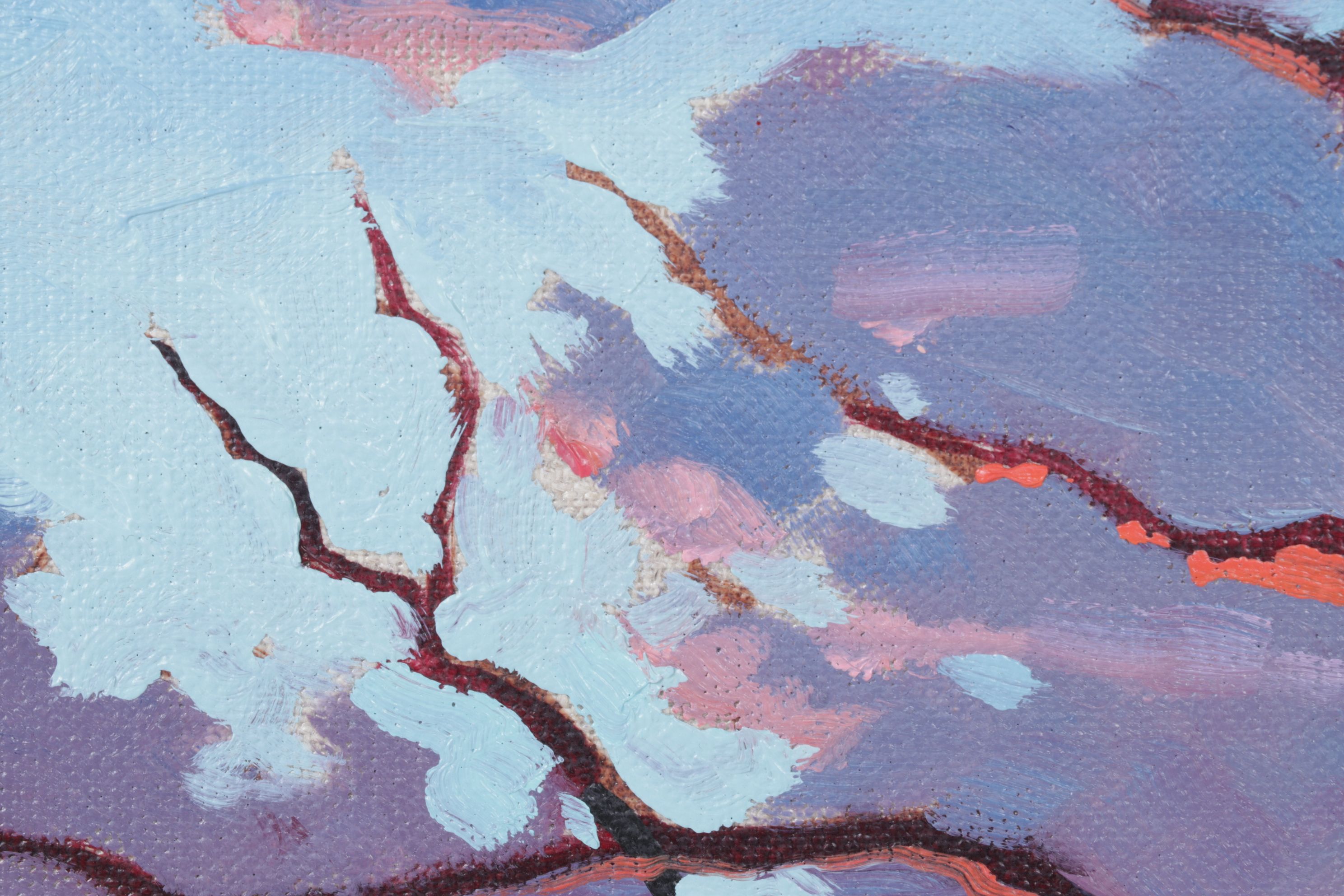 William Hawkins Impressionist Mountain Oil Landscape Featuring a Barren Tree