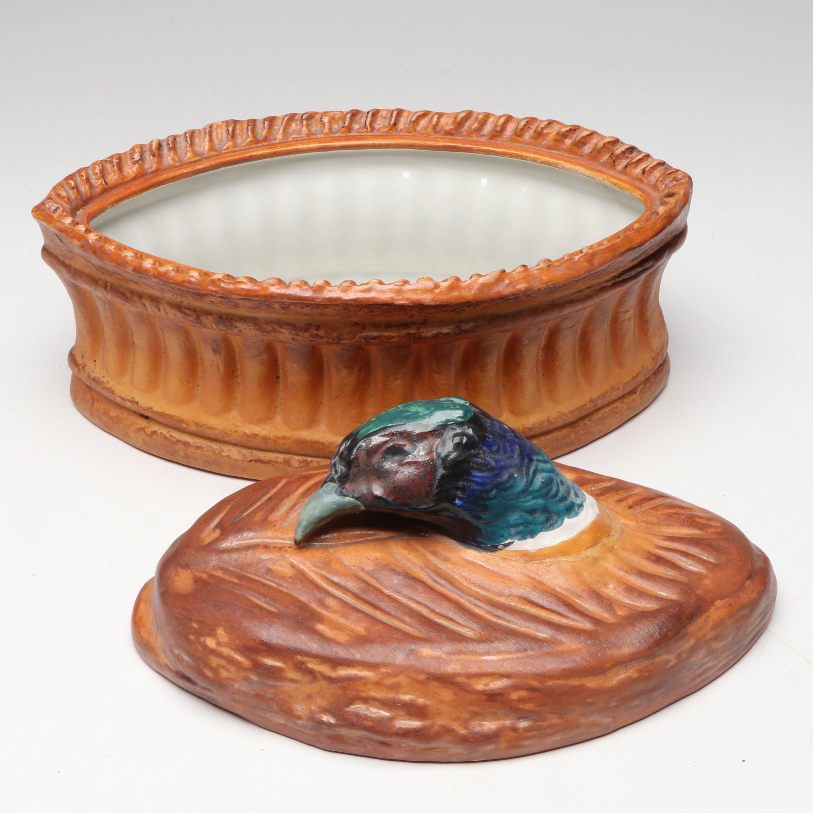 Pillivuyt Porcelain Pheasant Tureen with Germano Reale Porcelain Mallard Duck