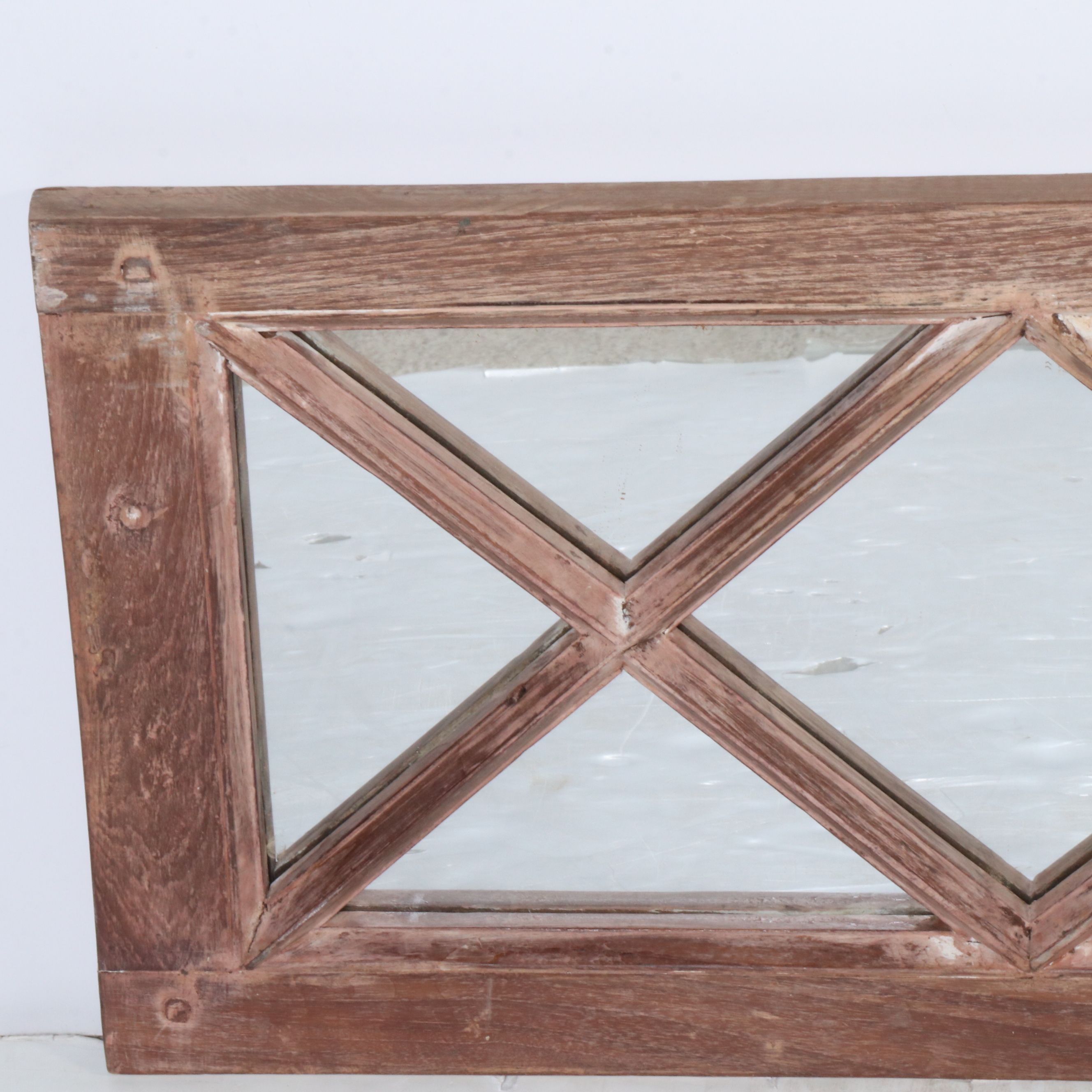 Indian Wooden Window Converted to Wall Mirror