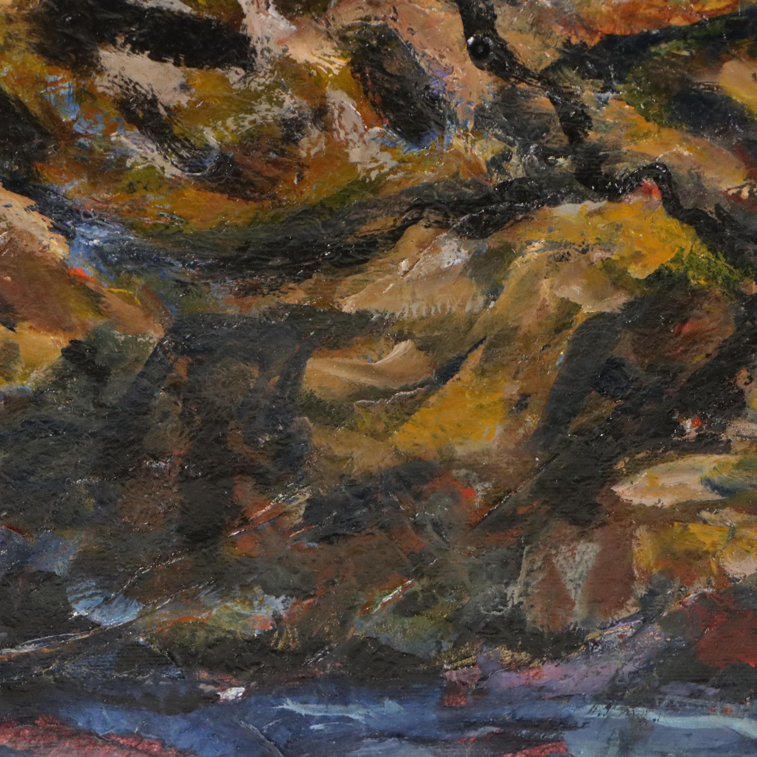 P. Saunders Mixed Media Mountain Valley Landscape