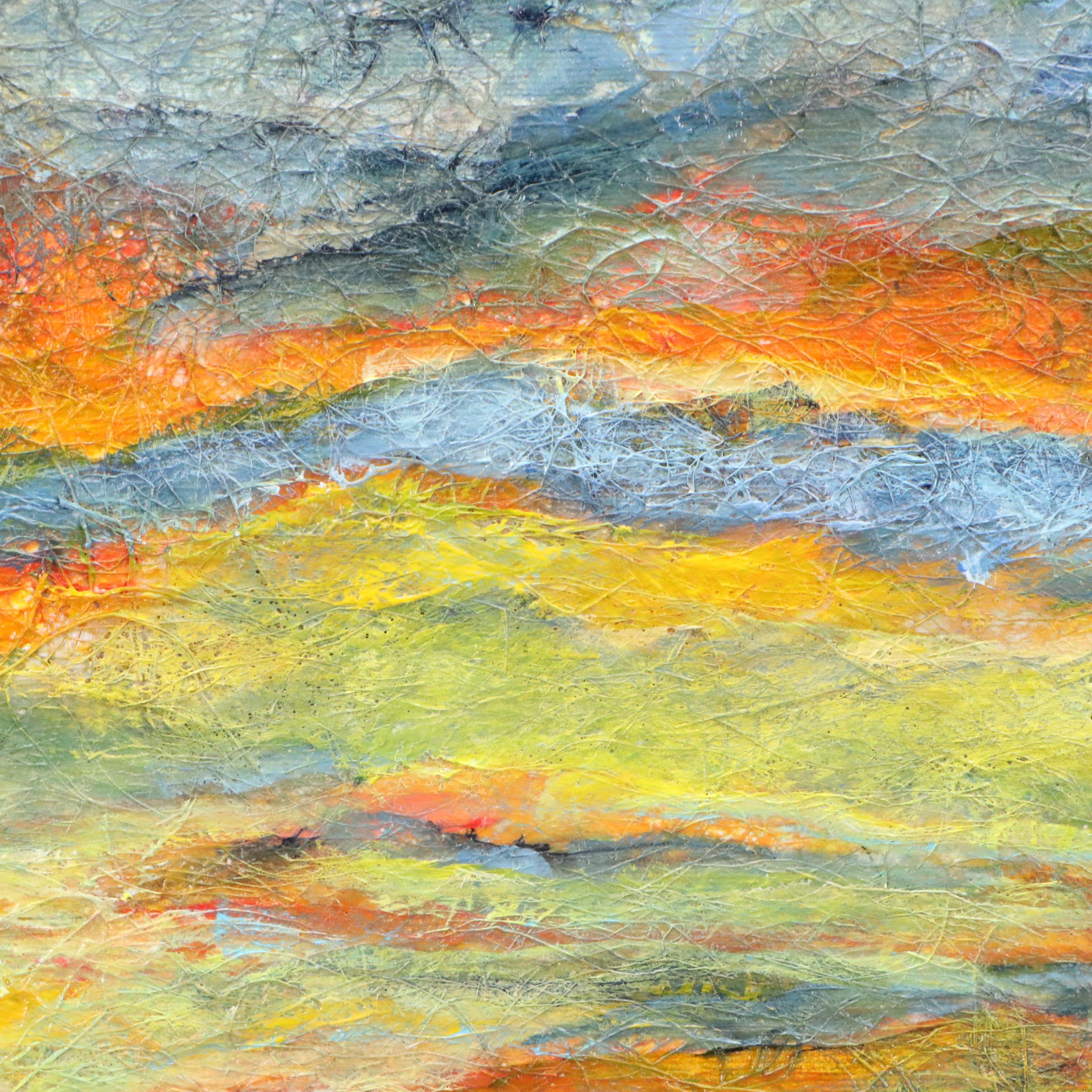 P. Saunders Mixed Media Mountain Valley Landscape
