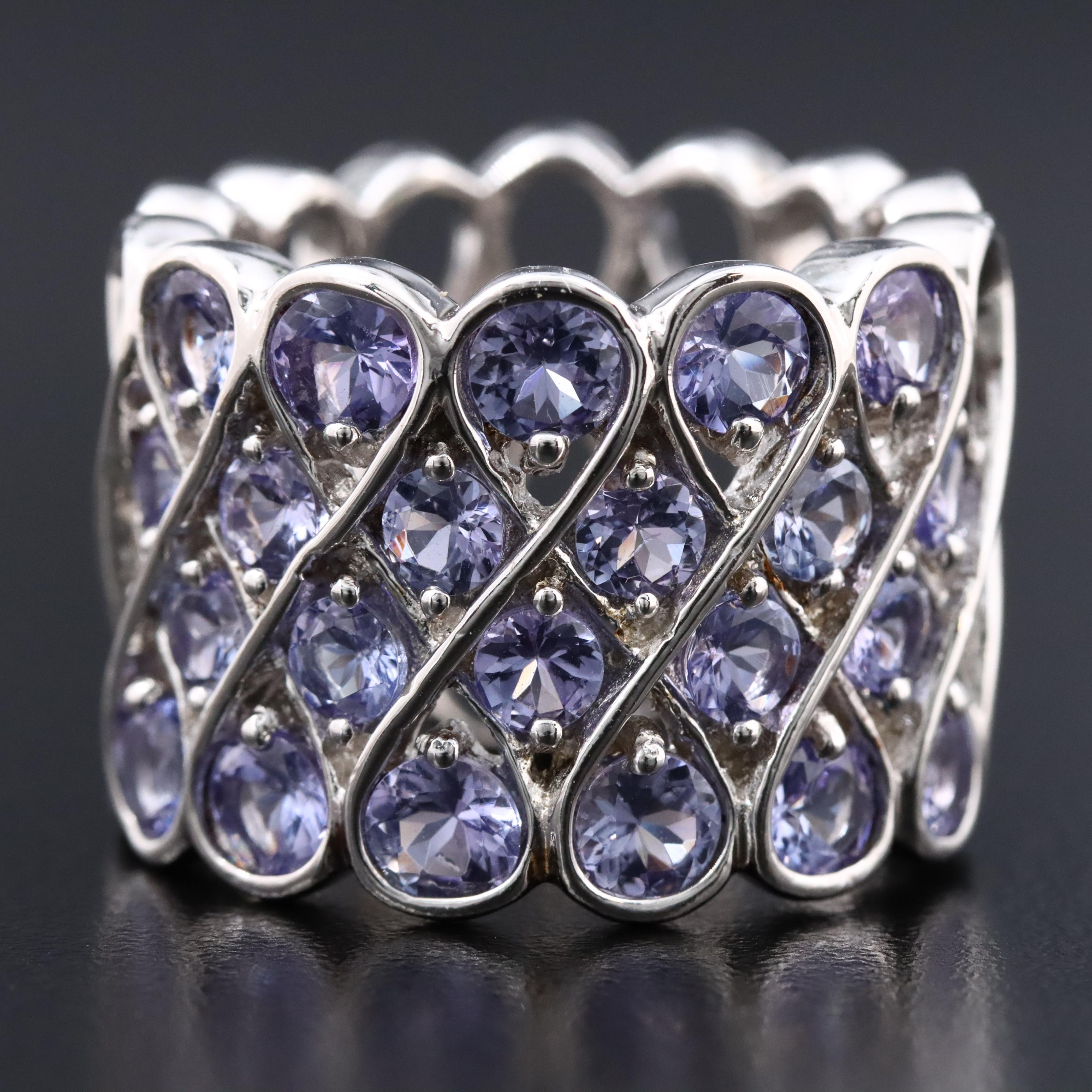 Sterling Tanzanite Lattice Ring