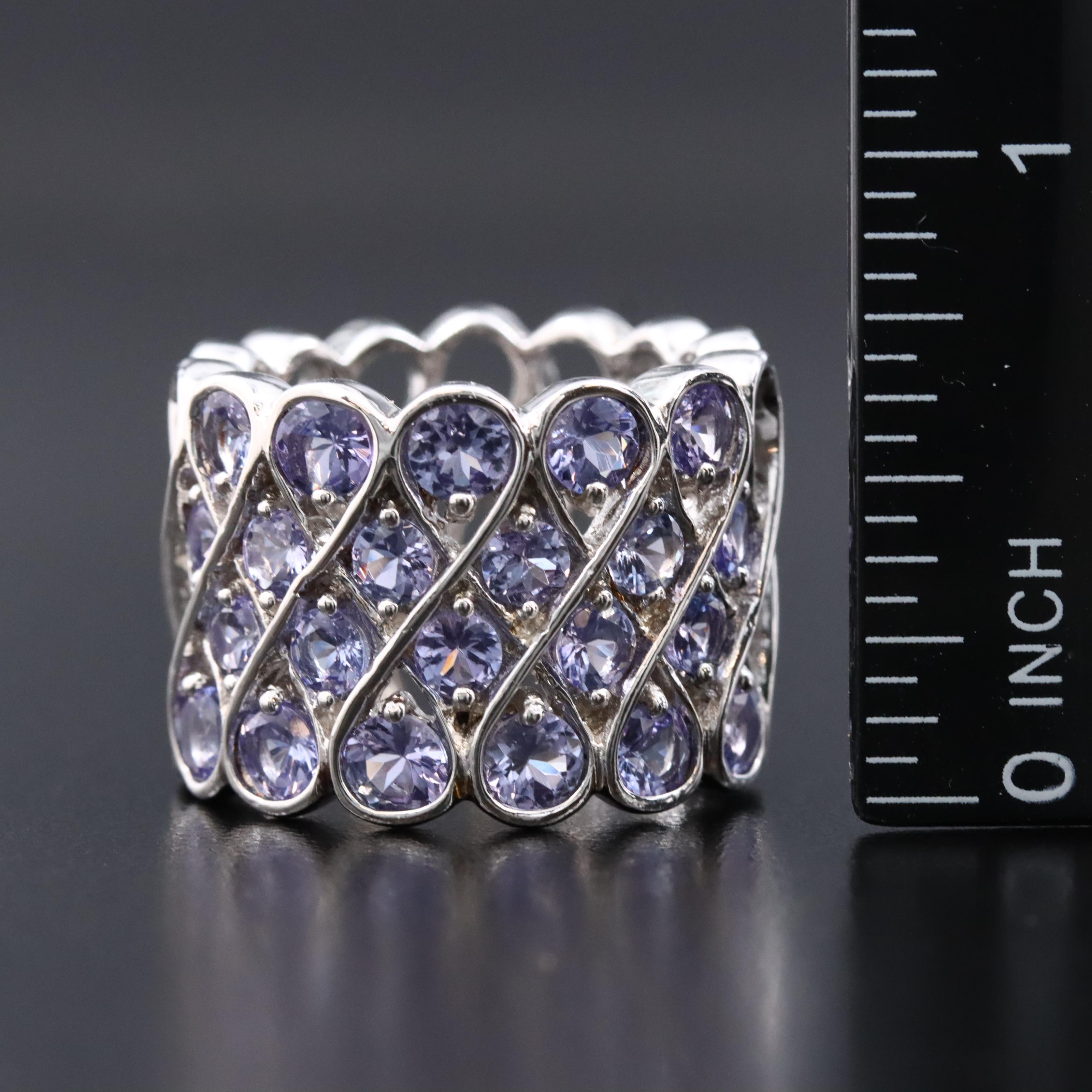 Sterling Tanzanite Lattice Ring