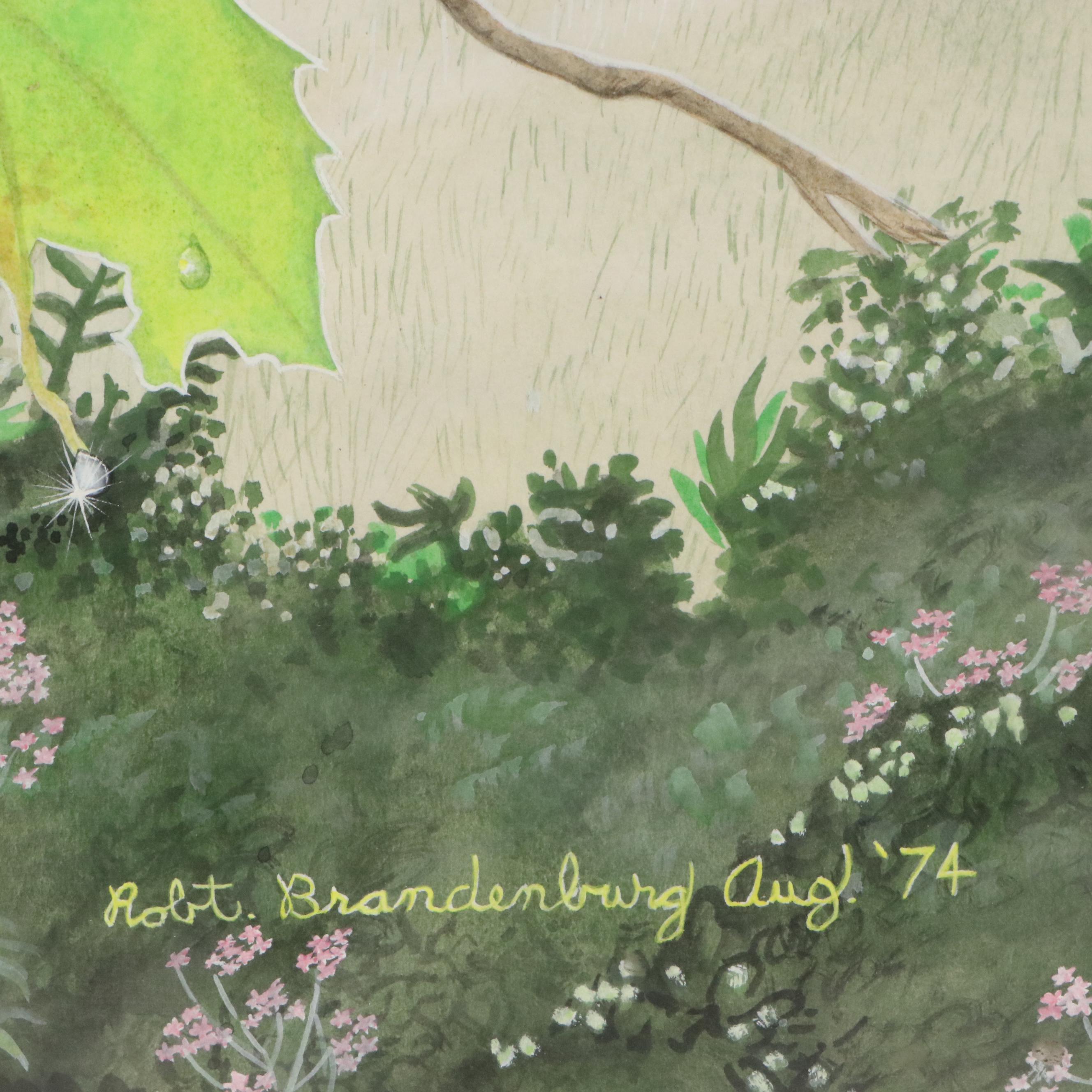 Robert Brandenburg Watercolor of Blue Jays, 1974