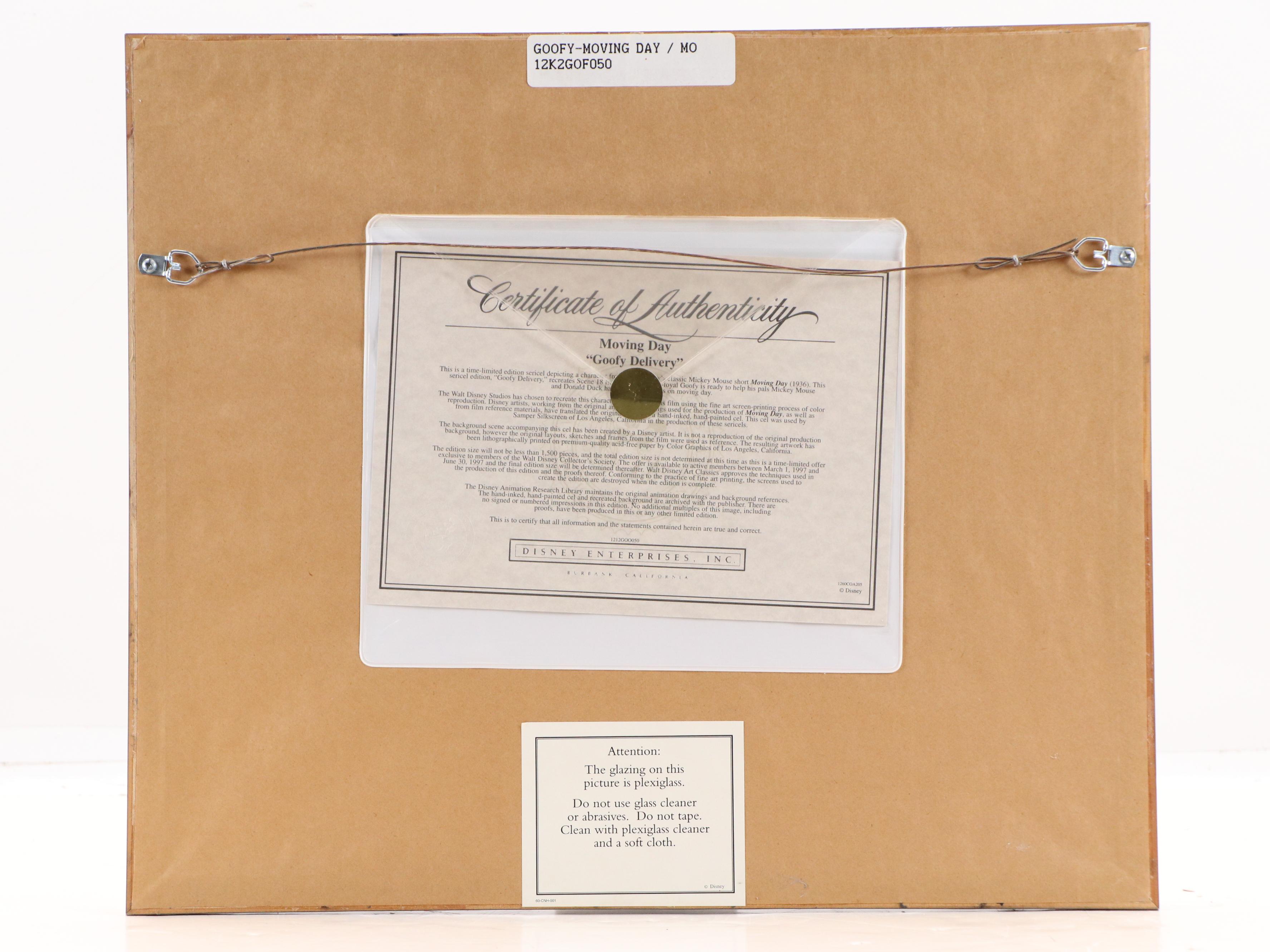 The Walt Disney Company Sericel "Goofy Delivery," 1997