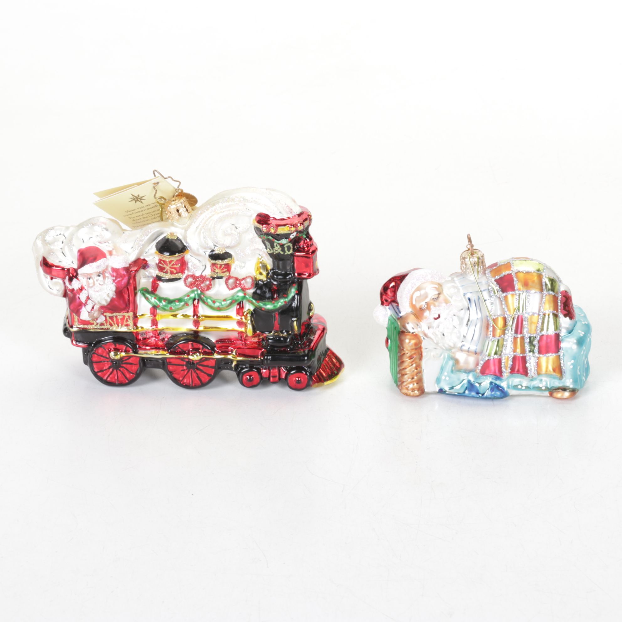 Five Christopher Radko Glass Christmas Ornaments with "The Buckeye State"