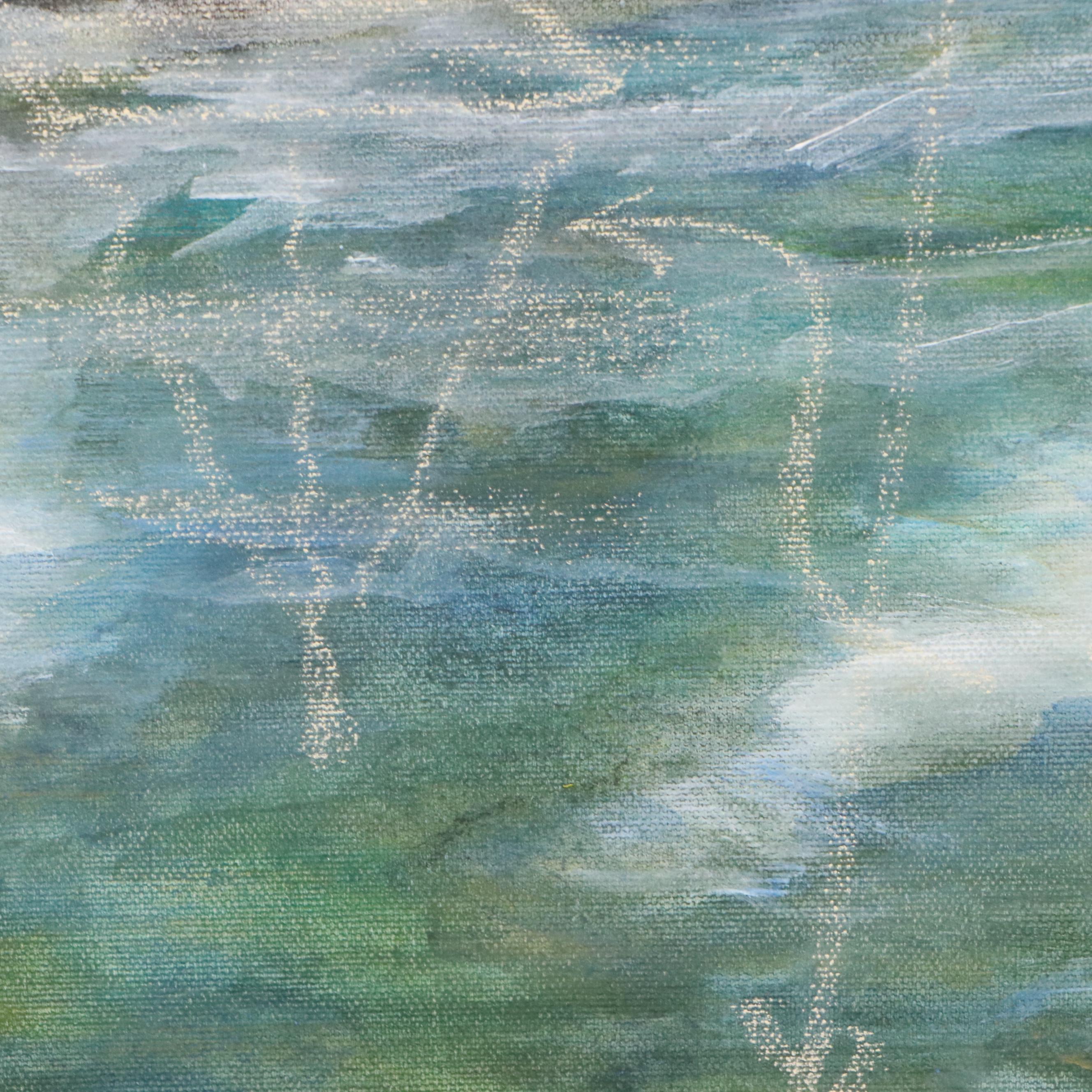 Unfinished Oil Painting of Harbor Scene, Late 20th to Early 21st Century