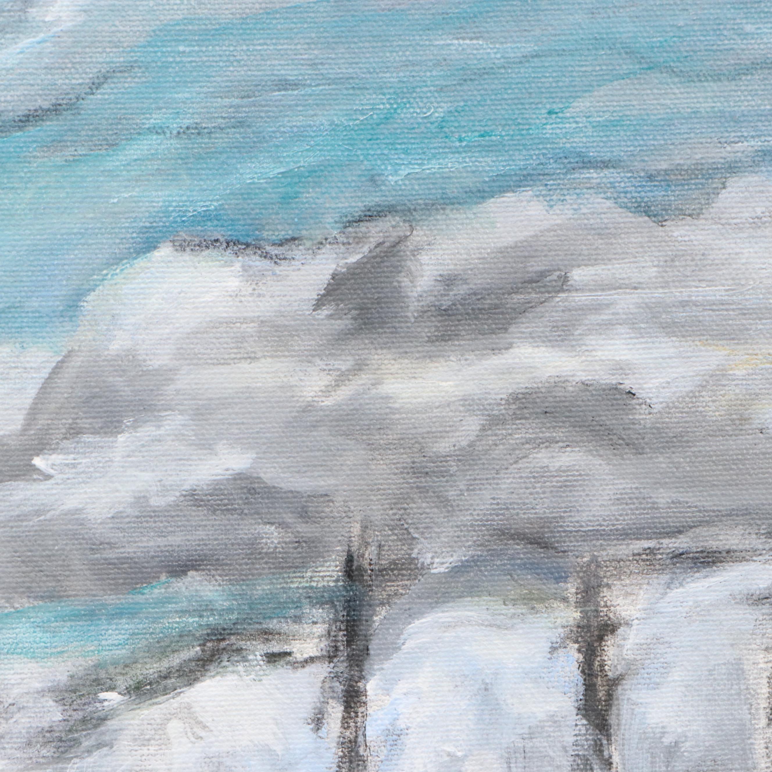 Unfinished Oil Painting of Harbor Scene, Late 20th to Early 21st Century