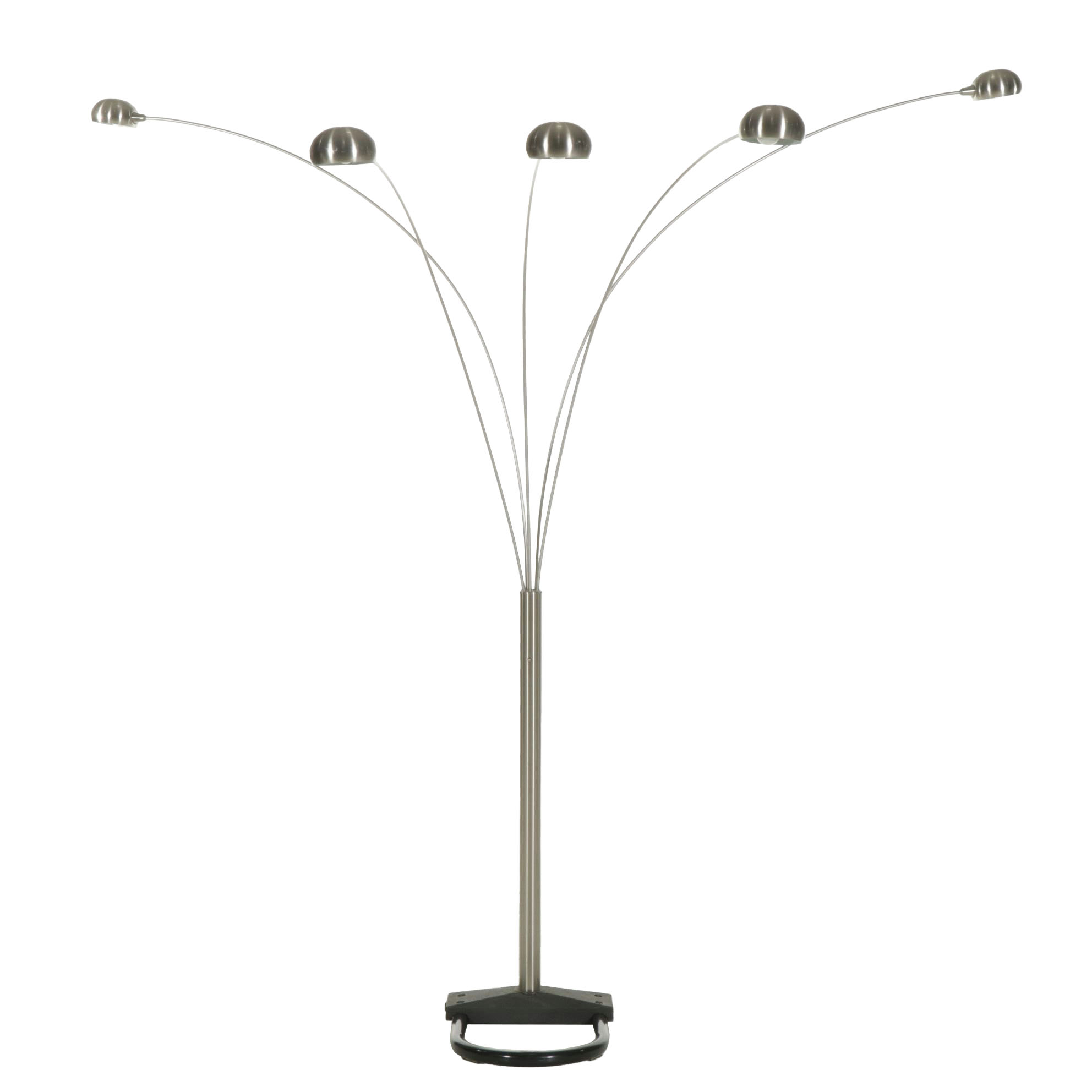 Modernist Brushed Nickel Five-Arm Arc Floor Lamp, 2002