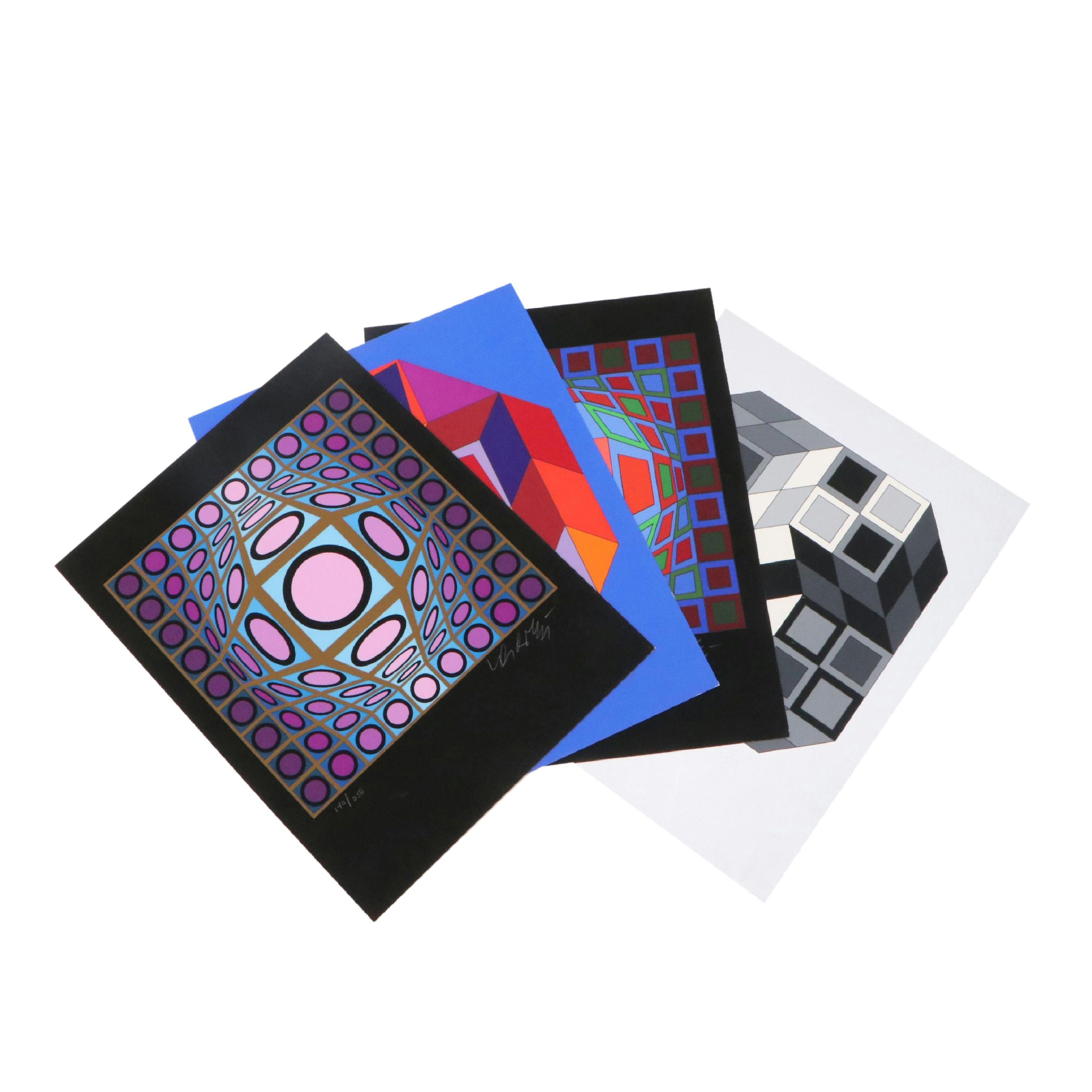 Victor Vasarely Op Art Serigraphs from Portfolio "Microcosmos," 1979