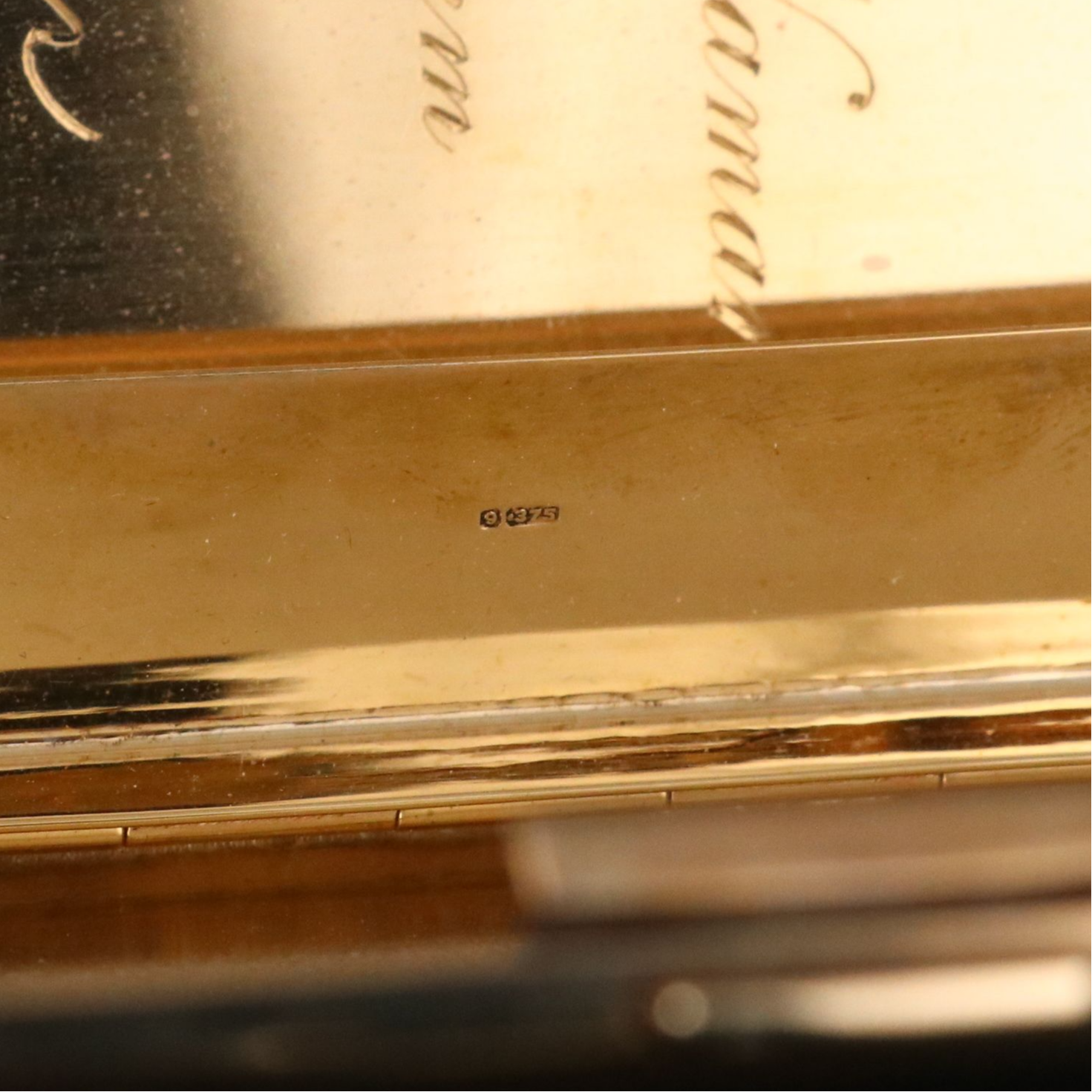 English 9K Gold Cigarette Case and Lighter with Personalized Dedication