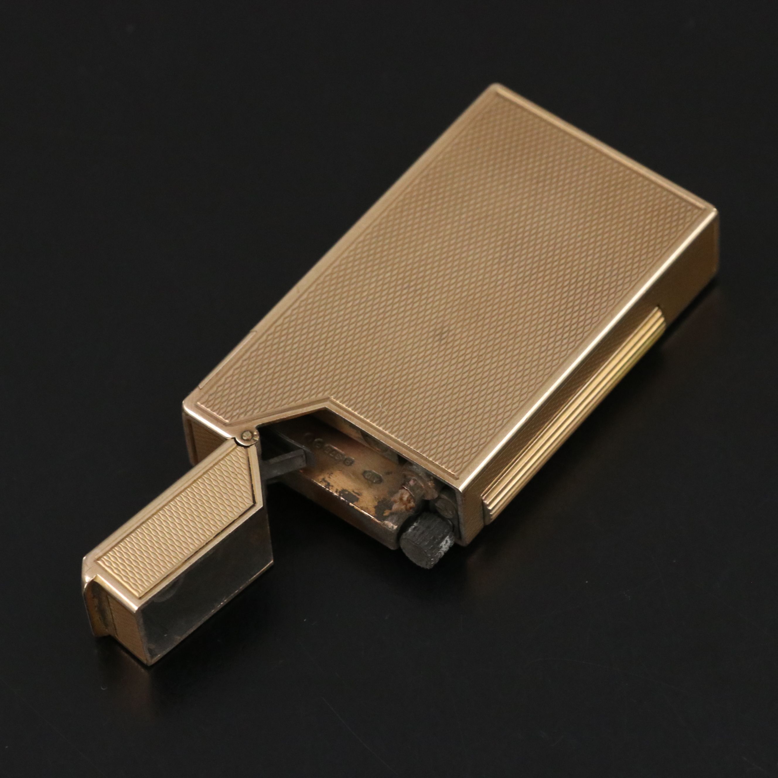 English 9K Gold Cigarette Case and Lighter with Personalized Dedication