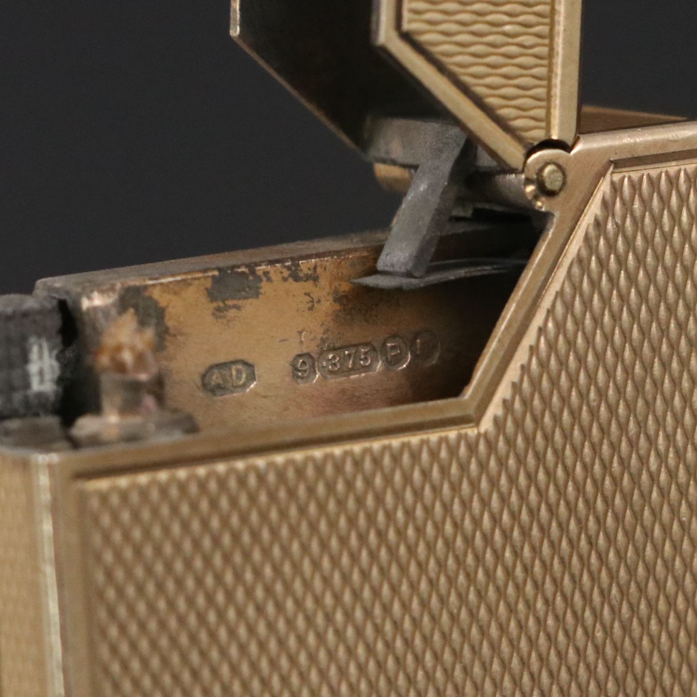 English 9K Gold Cigarette Case and Lighter with Personalized Dedication