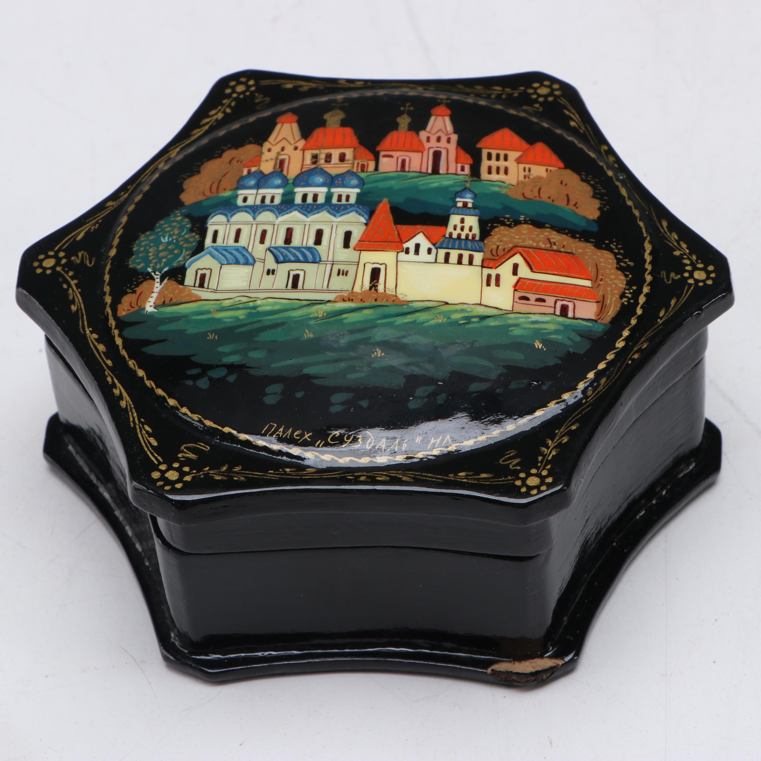 Russian Folk Art Lacquerware Decorative Boxes