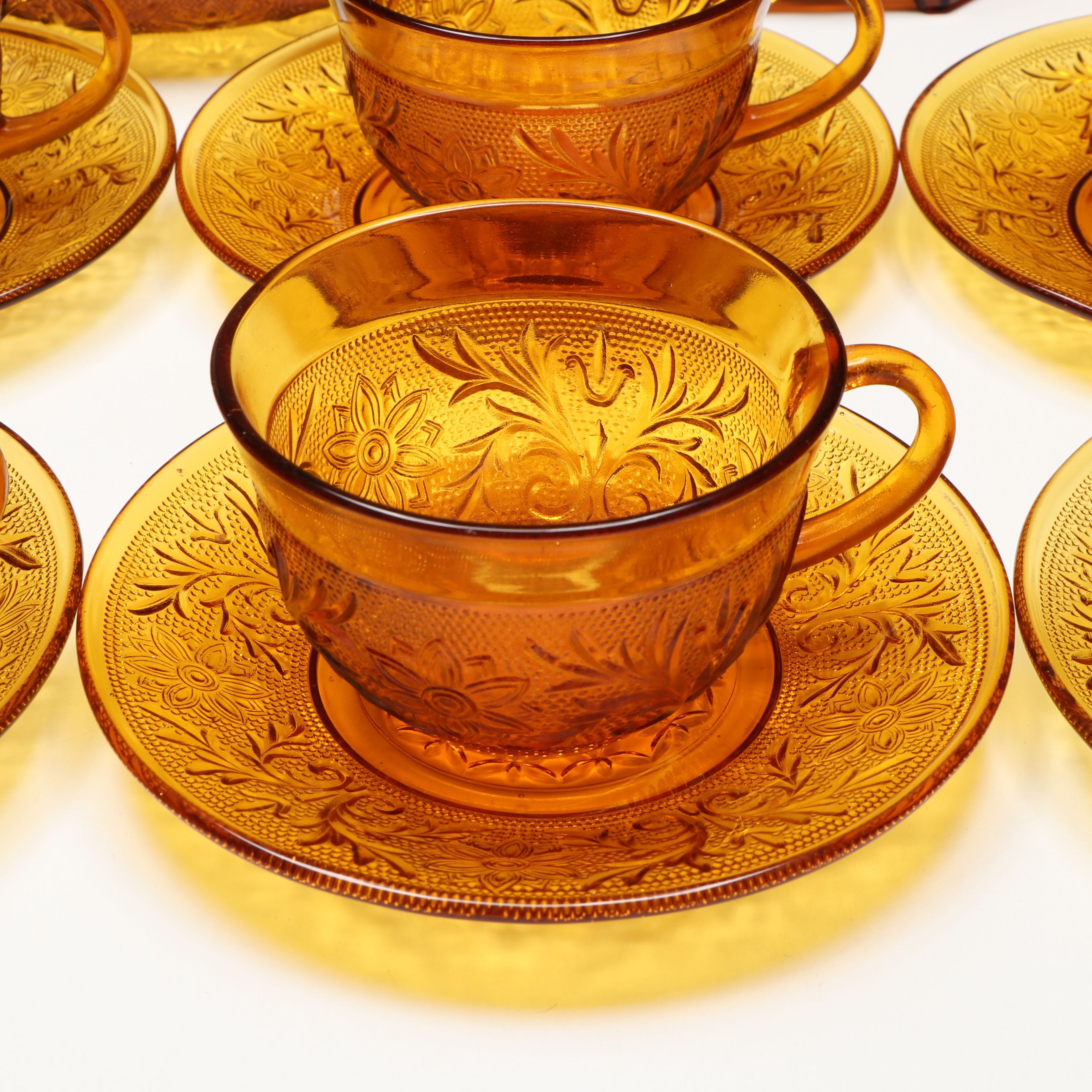 Tiara and Indiana Glass "Sandwich Amber" and More Pressed Glass Tableware