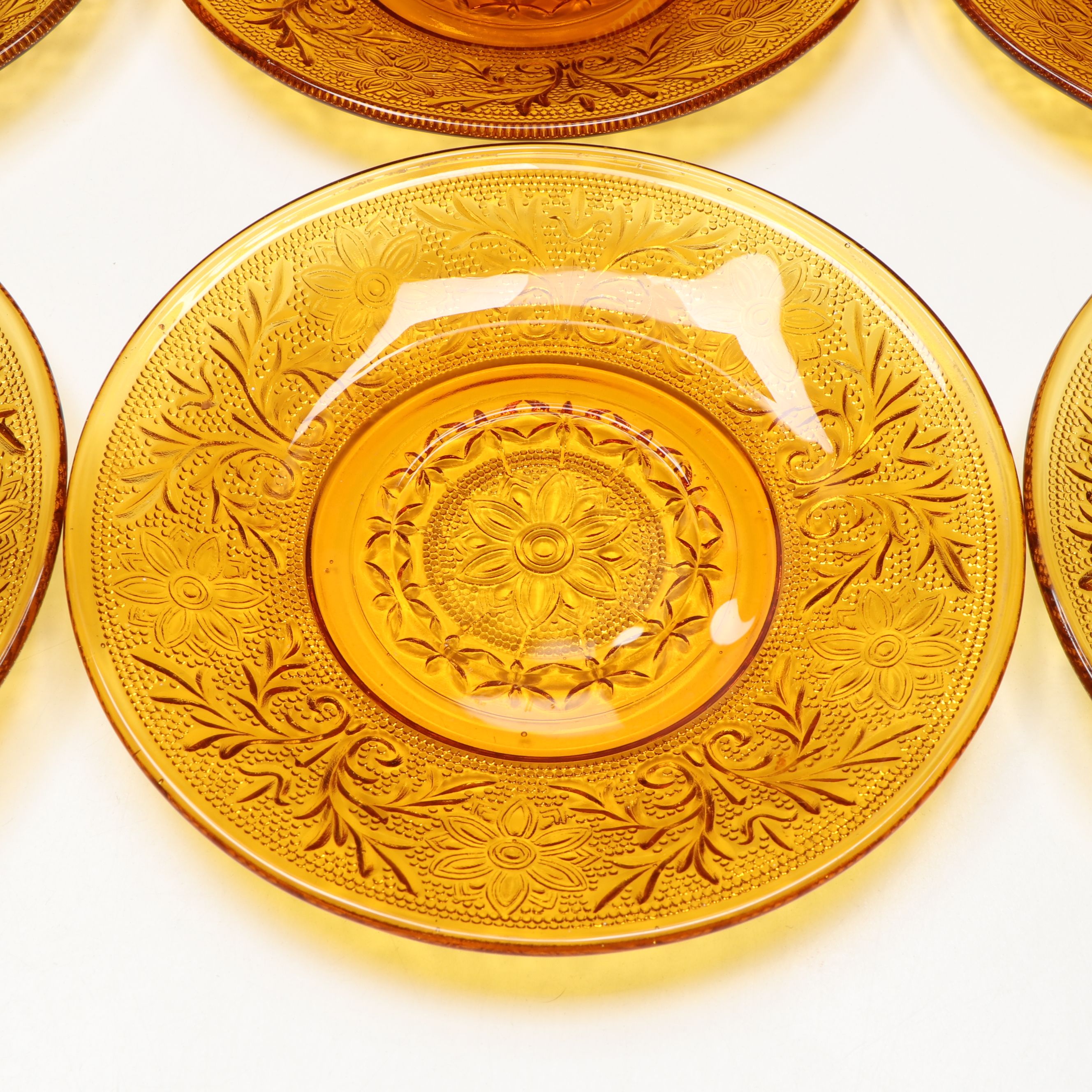 Tiara and Indiana Glass "Sandwich Amber" and More Pressed Glass Tableware