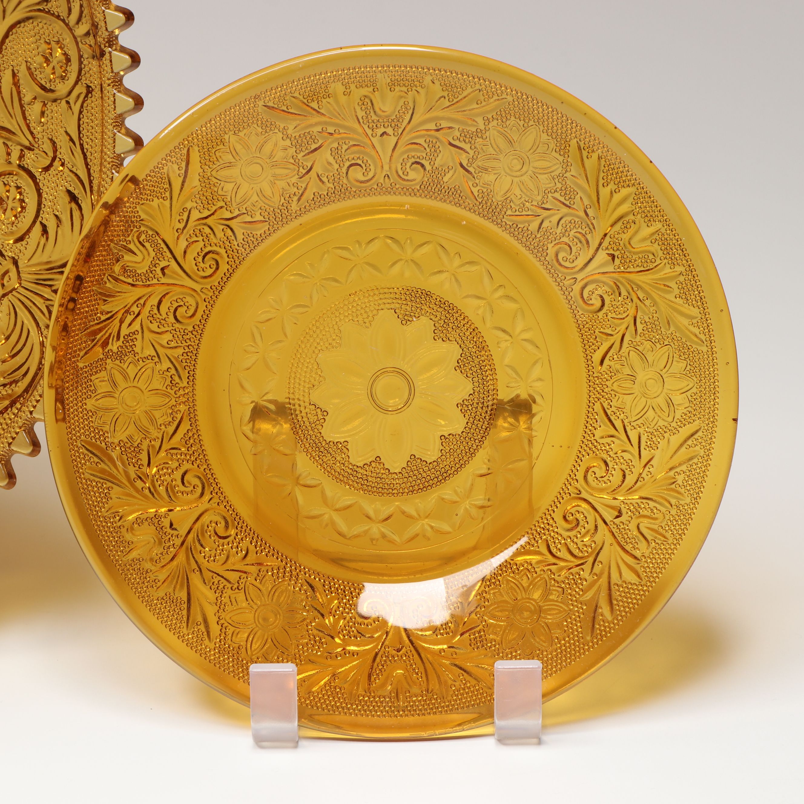 Tiara and Indiana Glass "Sandwich Amber" and More Pressed Glass Tableware