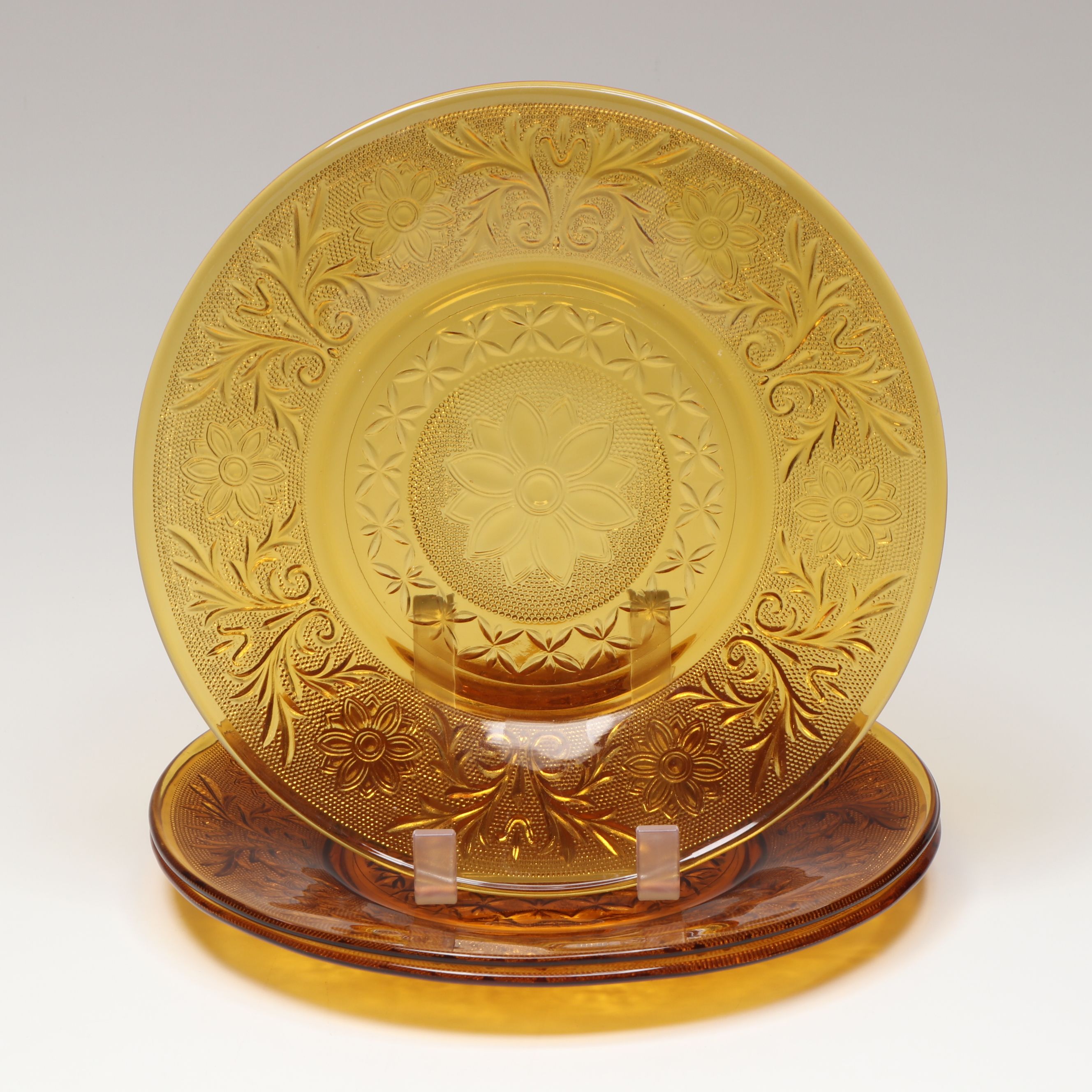 Tiara and Indiana Glass "Sandwich Amber" and More Pressed Glass Tableware