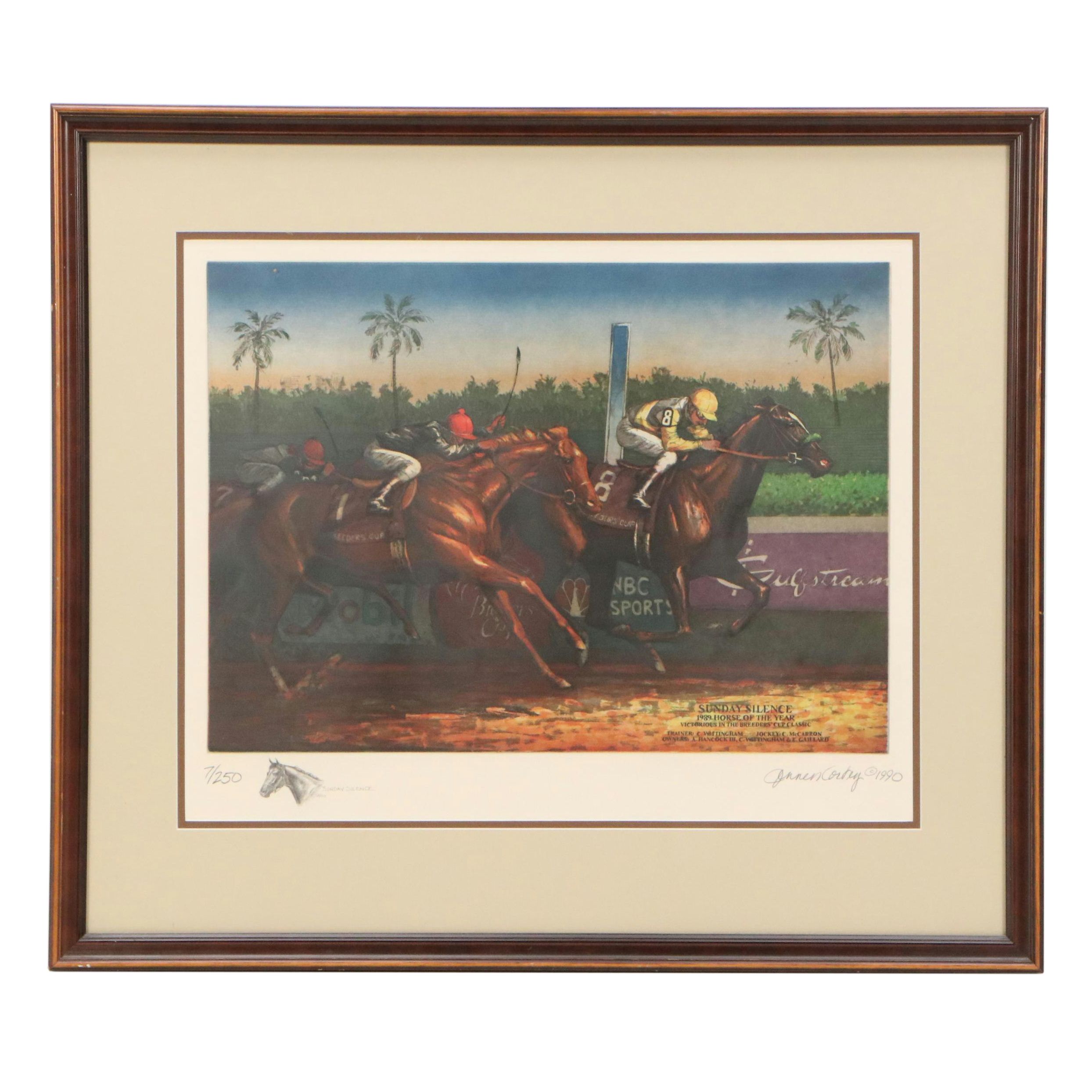 Jenness Cortez Color Etching "1989 Horse of the Year Sunday Silence...", 1990