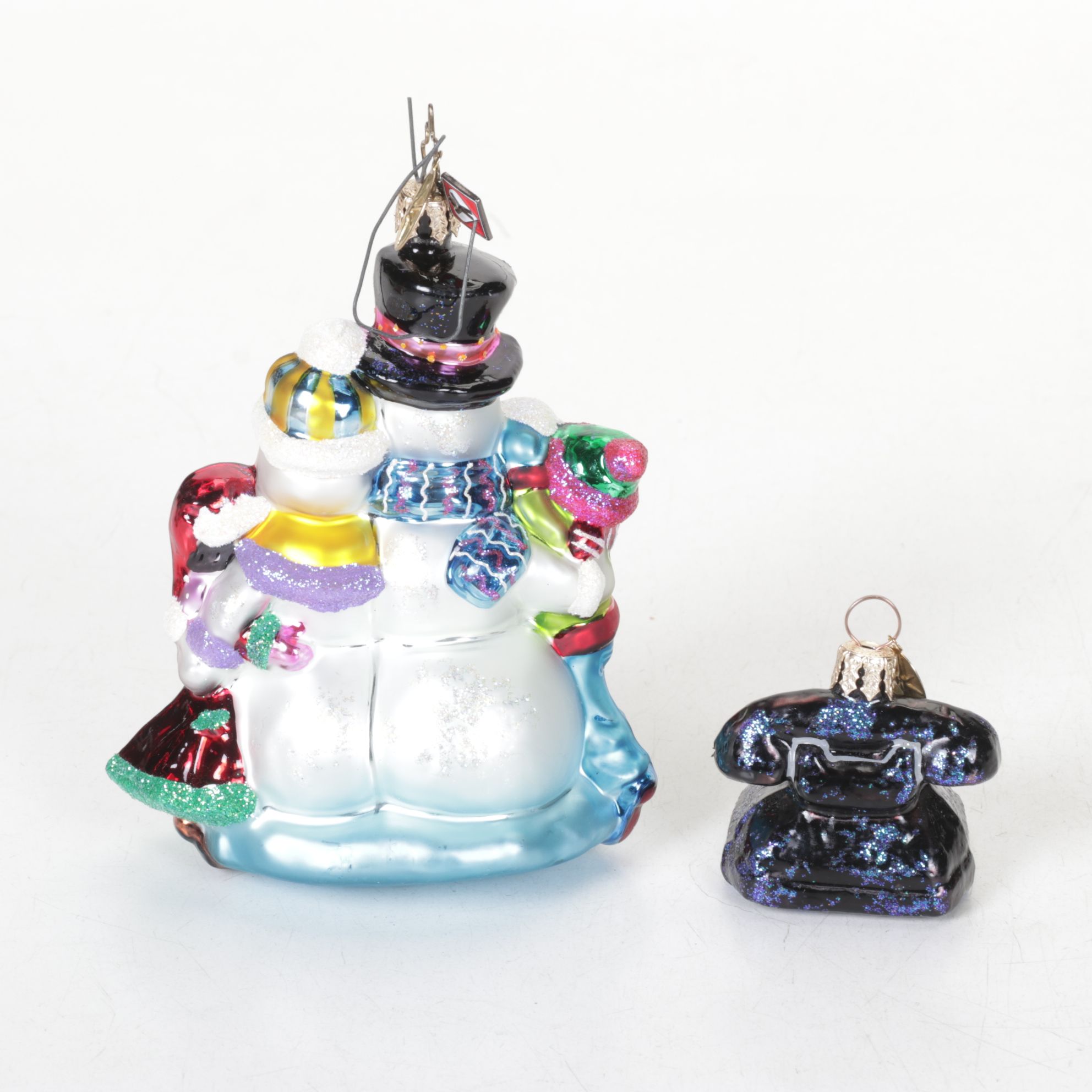 Six Christopher Radko Glass Christmas Ornaments with "WWF Panda"