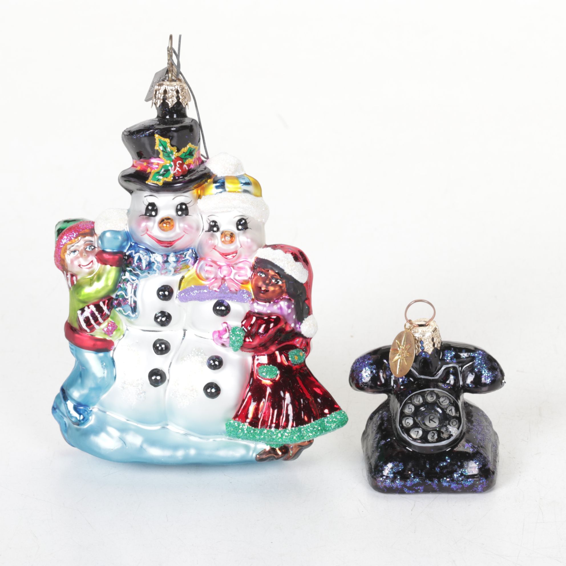 Six Christopher Radko Glass Christmas Ornaments with "WWF Panda"