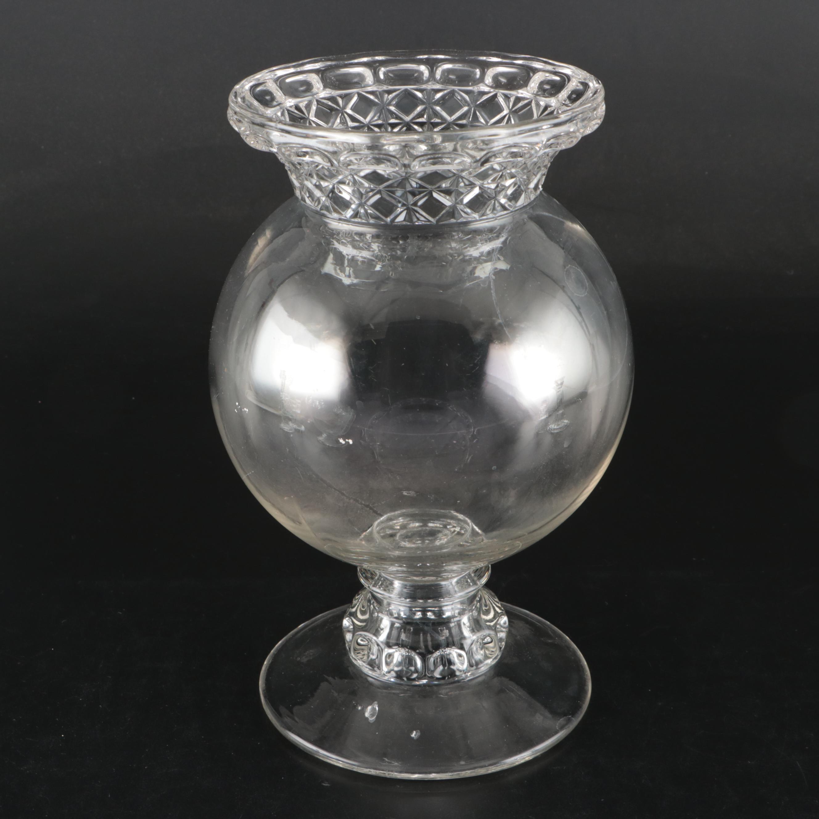 Tiffin "Dakota" Globe Jar with Serving Bowl and Pressed Glass Candle Holders