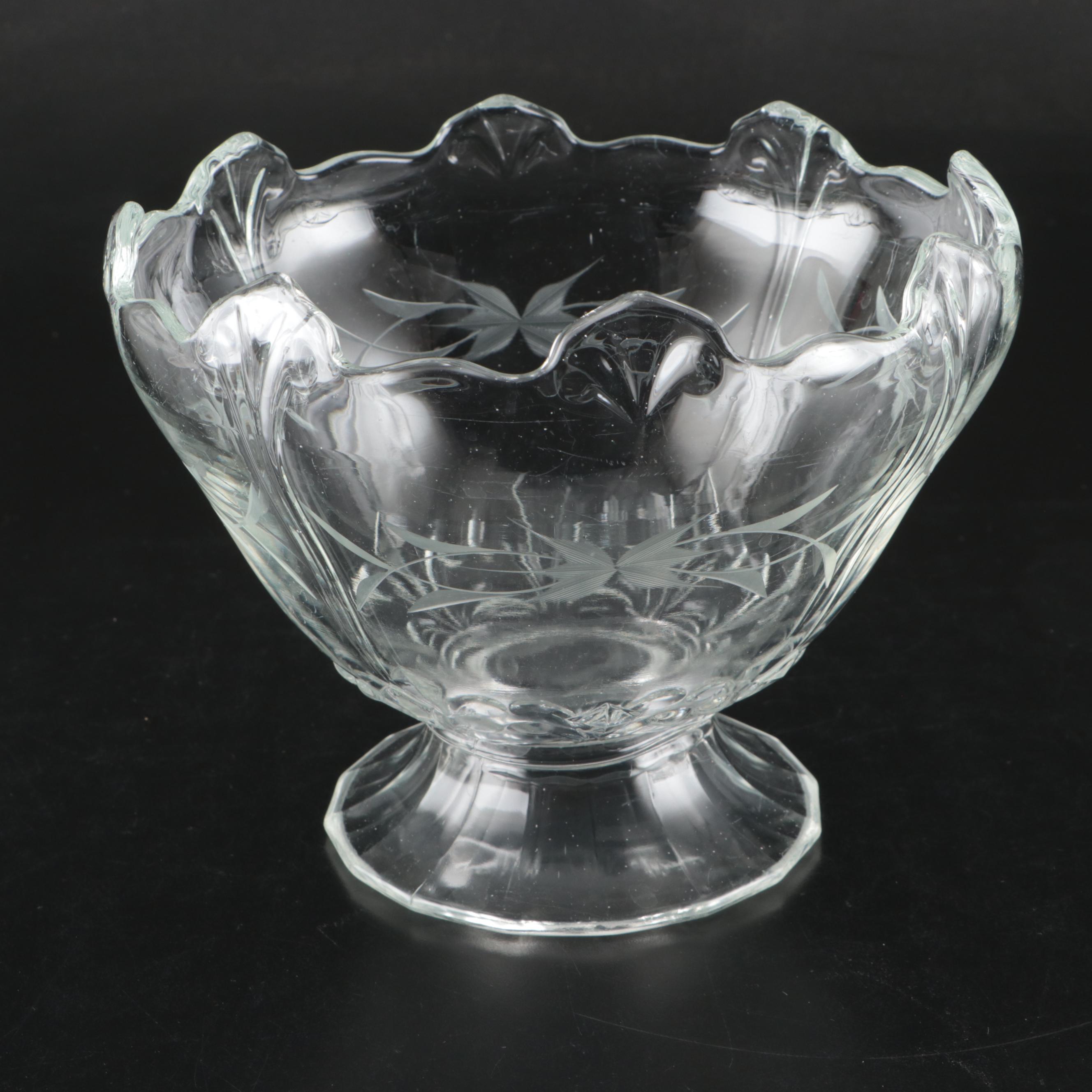 Tiffin "Dakota" Globe Jar with Serving Bowl and Pressed Glass Candle Holders