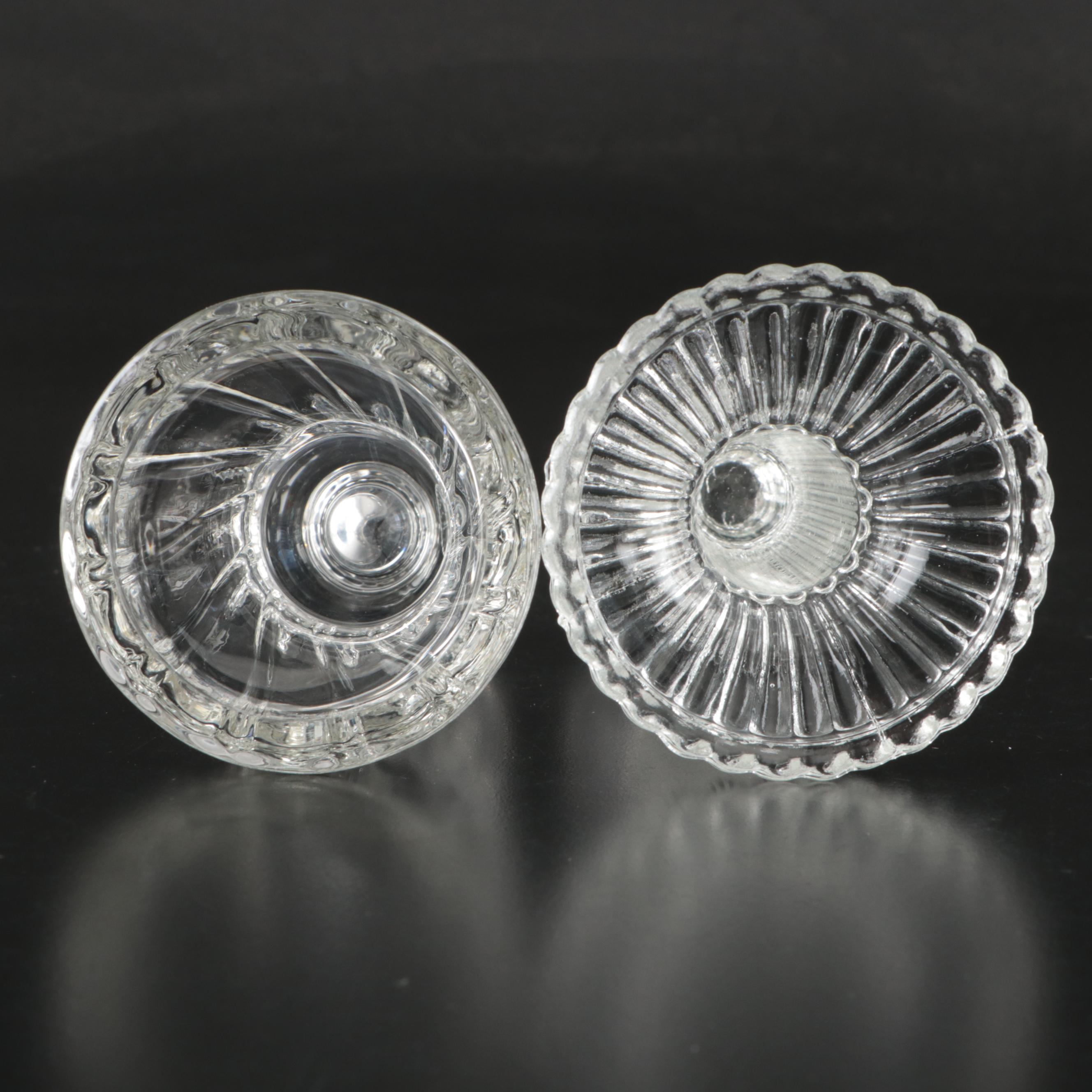 Tiffin "Dakota" Globe Jar with Serving Bowl and Pressed Glass Candle Holders