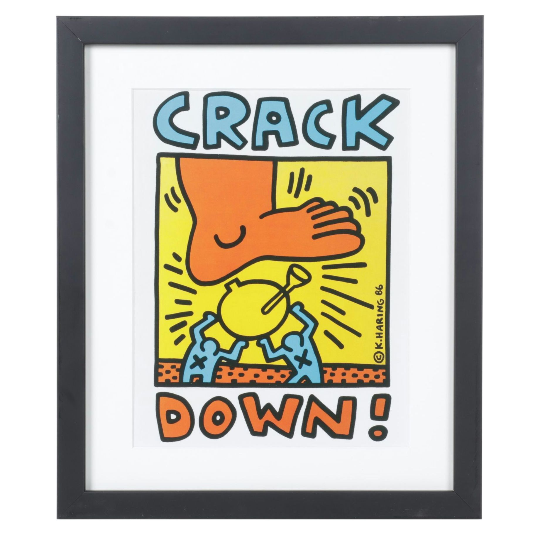Offset Lithograph "Crack Down!" After Keith Haring, 1986