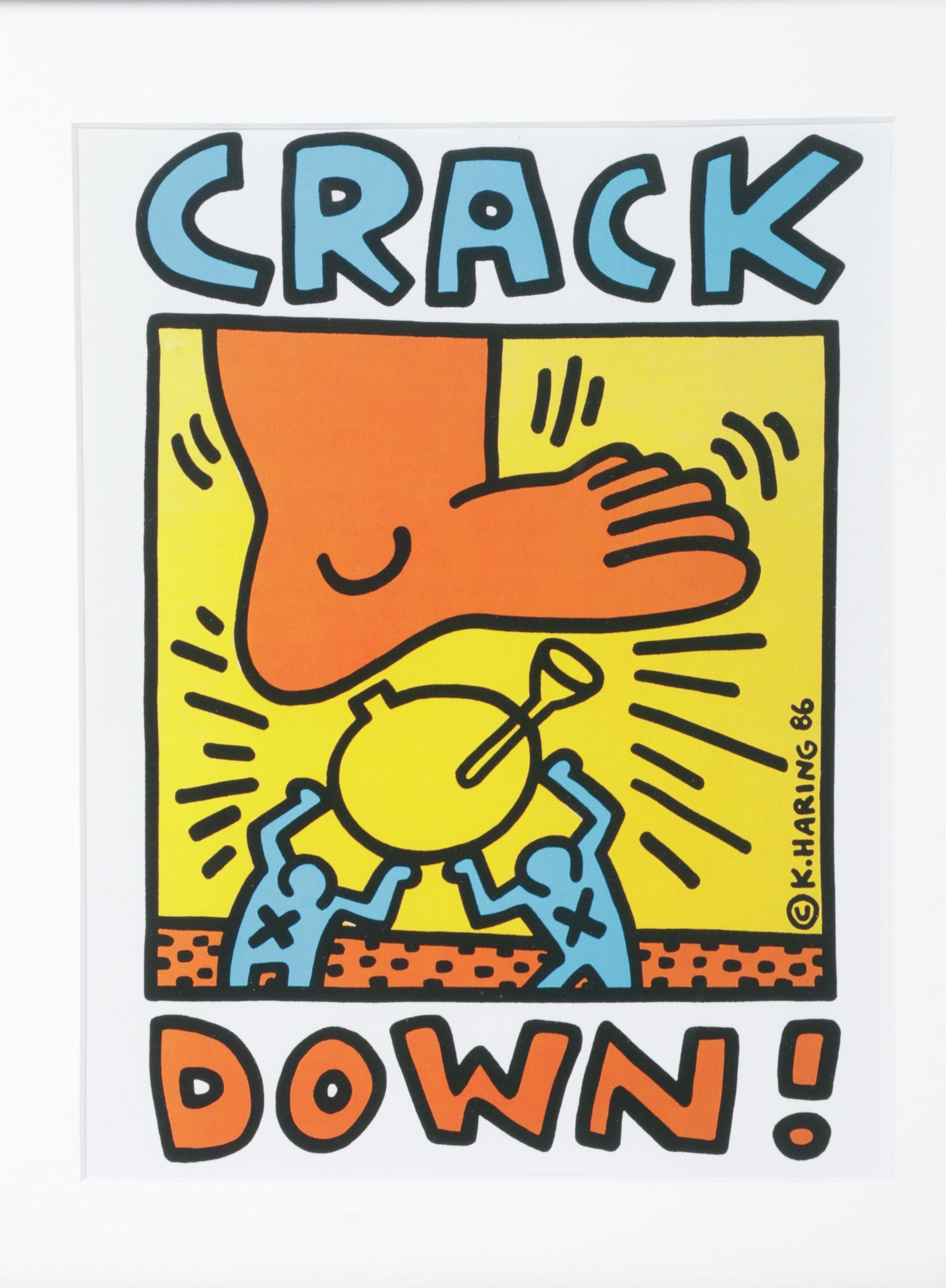 Offset Lithograph "Crack Down!" After Keith Haring, 1986