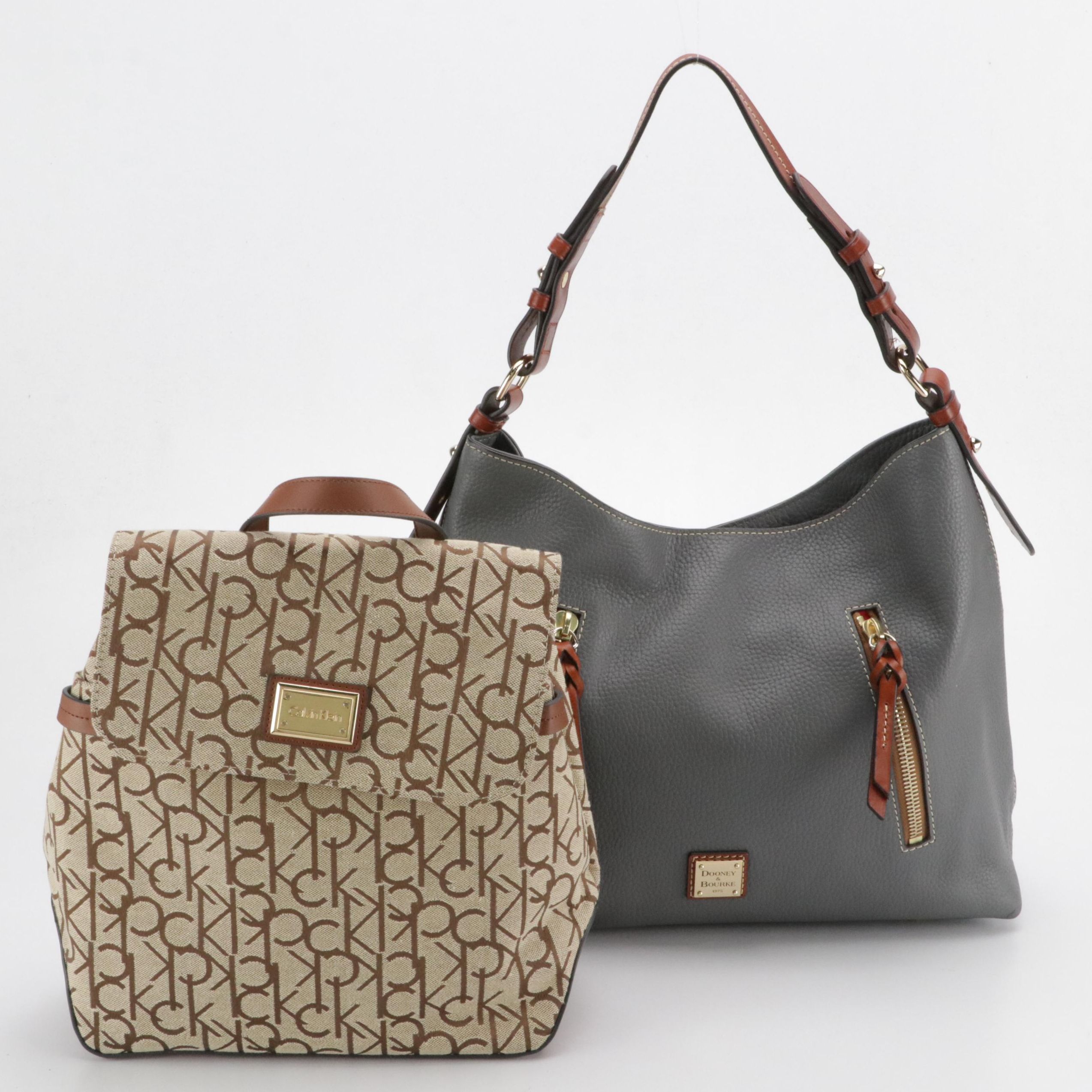 Dooney & Bourke Cooper Hobo Shoulder Bag & Calvin Klein Teodora Canvas Backpack