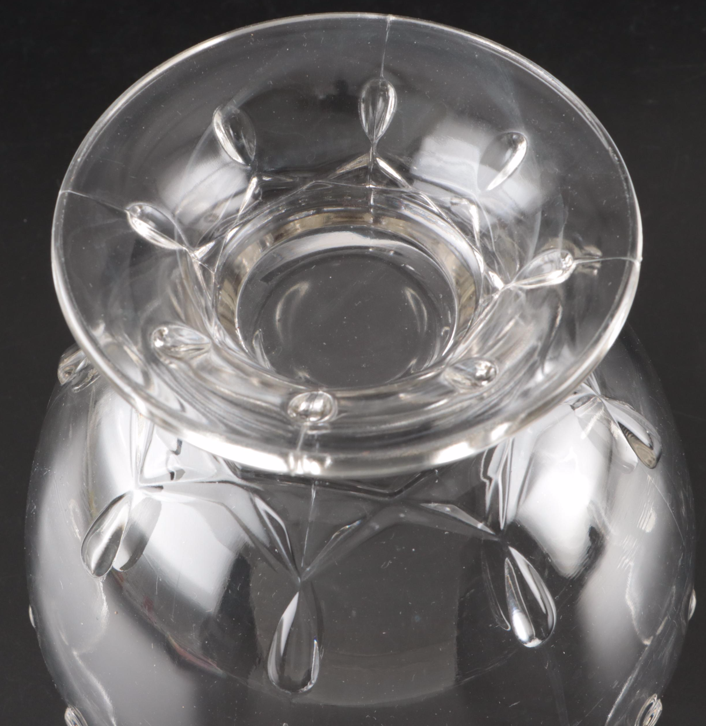 Indiana "Teardrop Clear" Candle Holders and Bowl with Pressed Glass Cake Stand