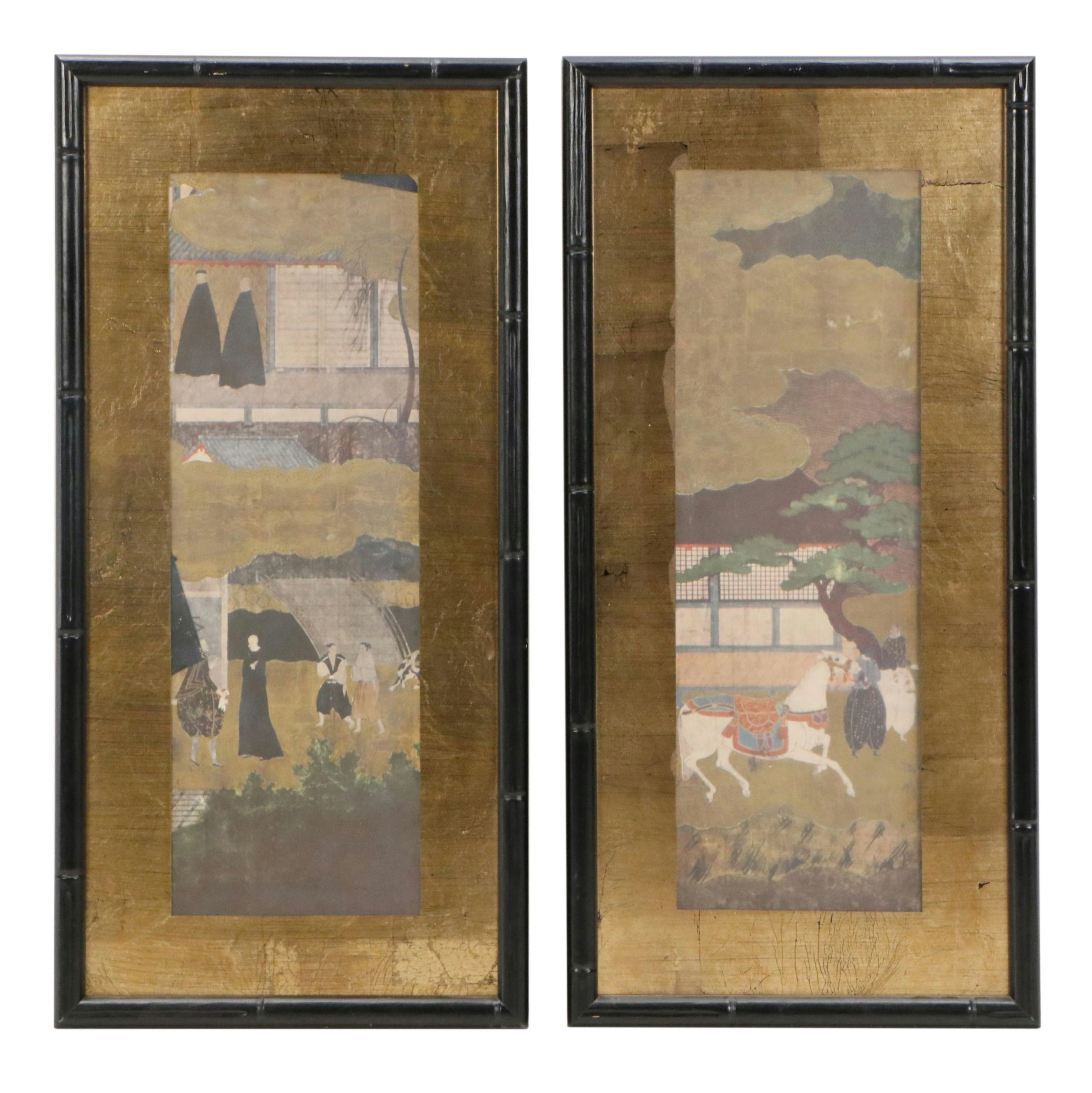 Japanese Collotype Panels After Painting "Arrival of a Portuguese Ship"