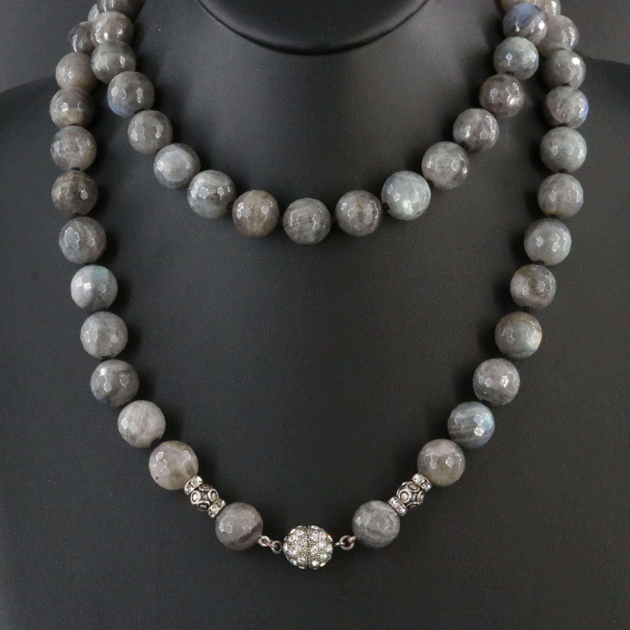 Labradorite Necklace with Rhinestone Accents