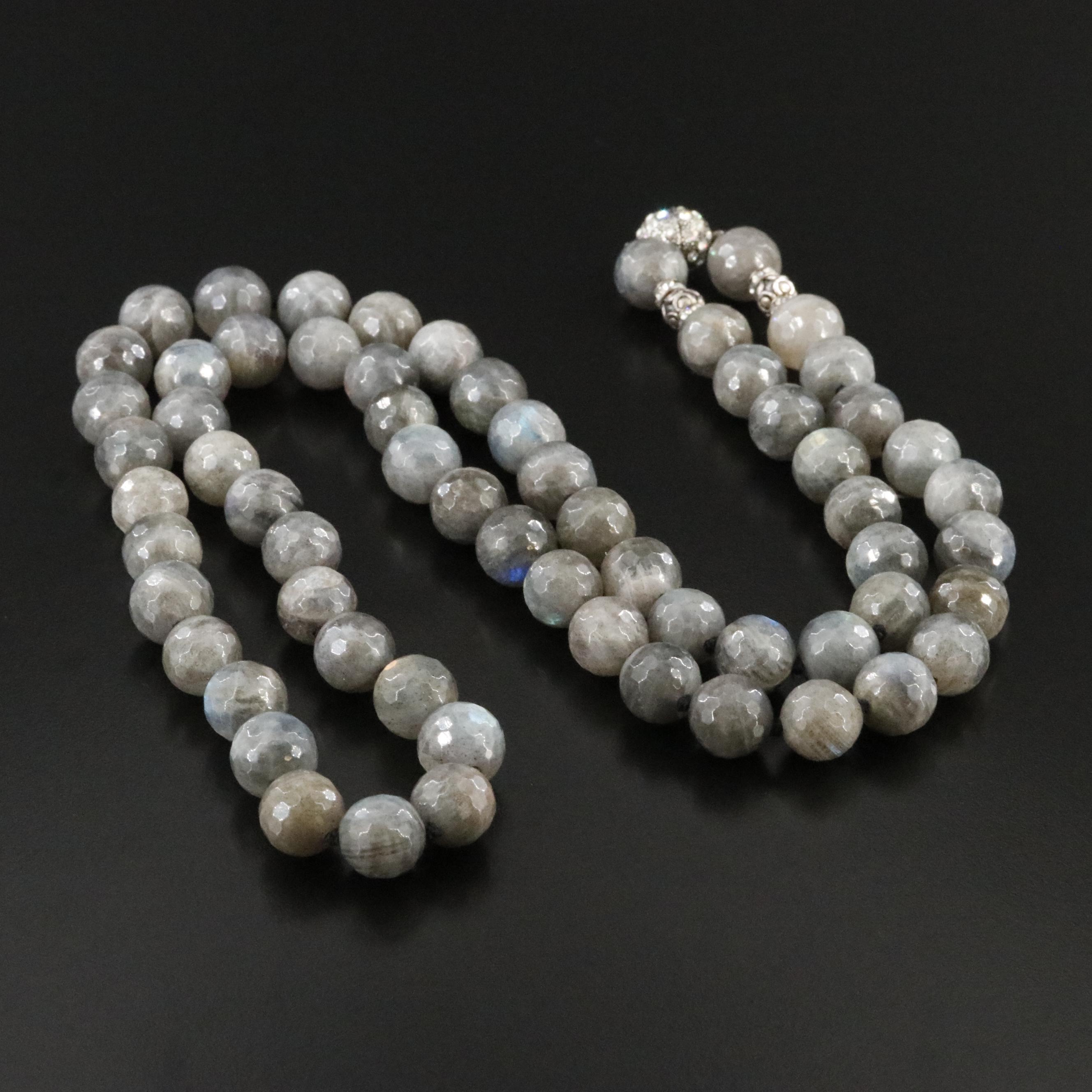 Labradorite Necklace with Rhinestone Accents