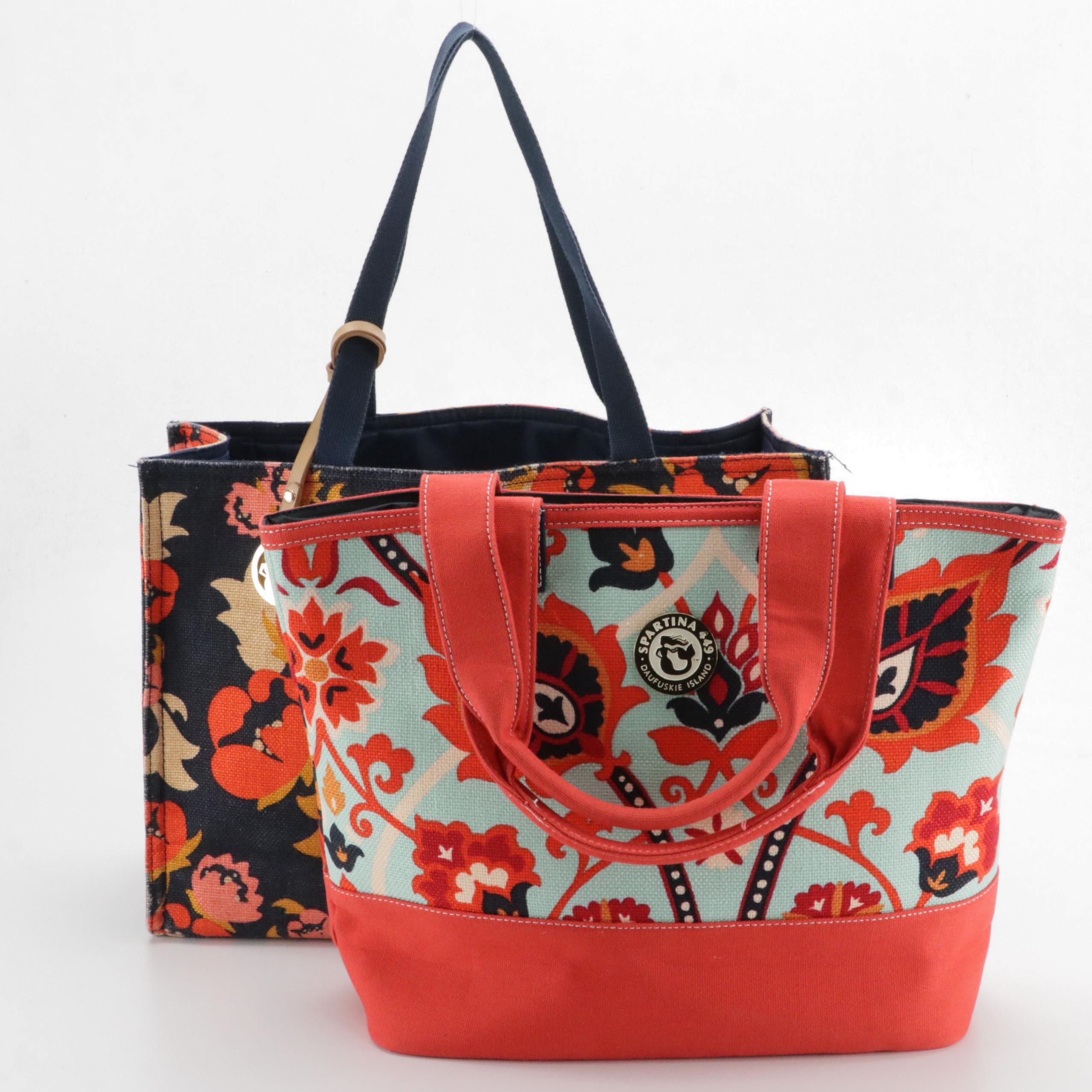 Spartina 499 Daufuskie Floral Printed Linen and Canvas Totes