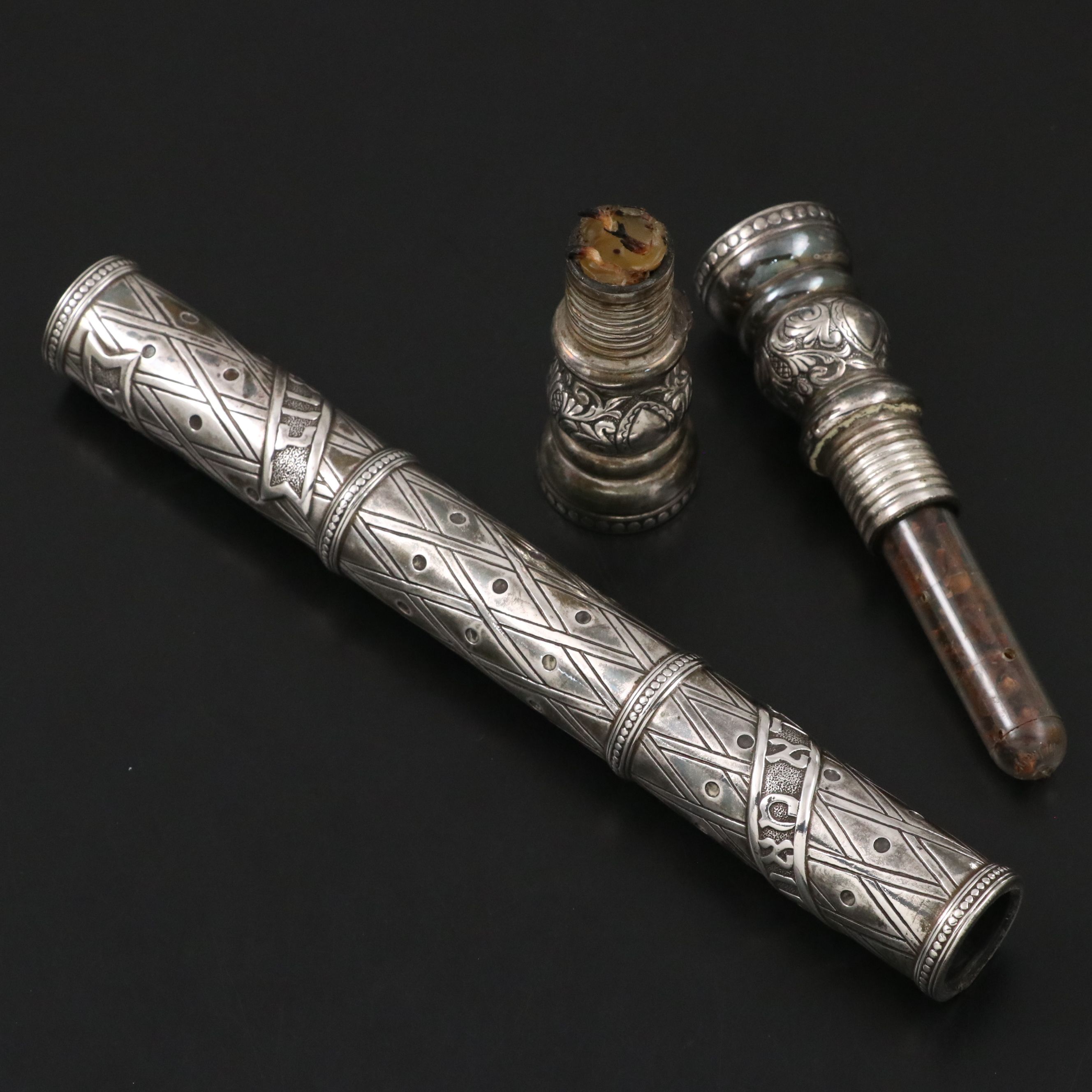 Judaica Sterling Havdalah Two-in-One Wand, Spice Box, and Candle Holder