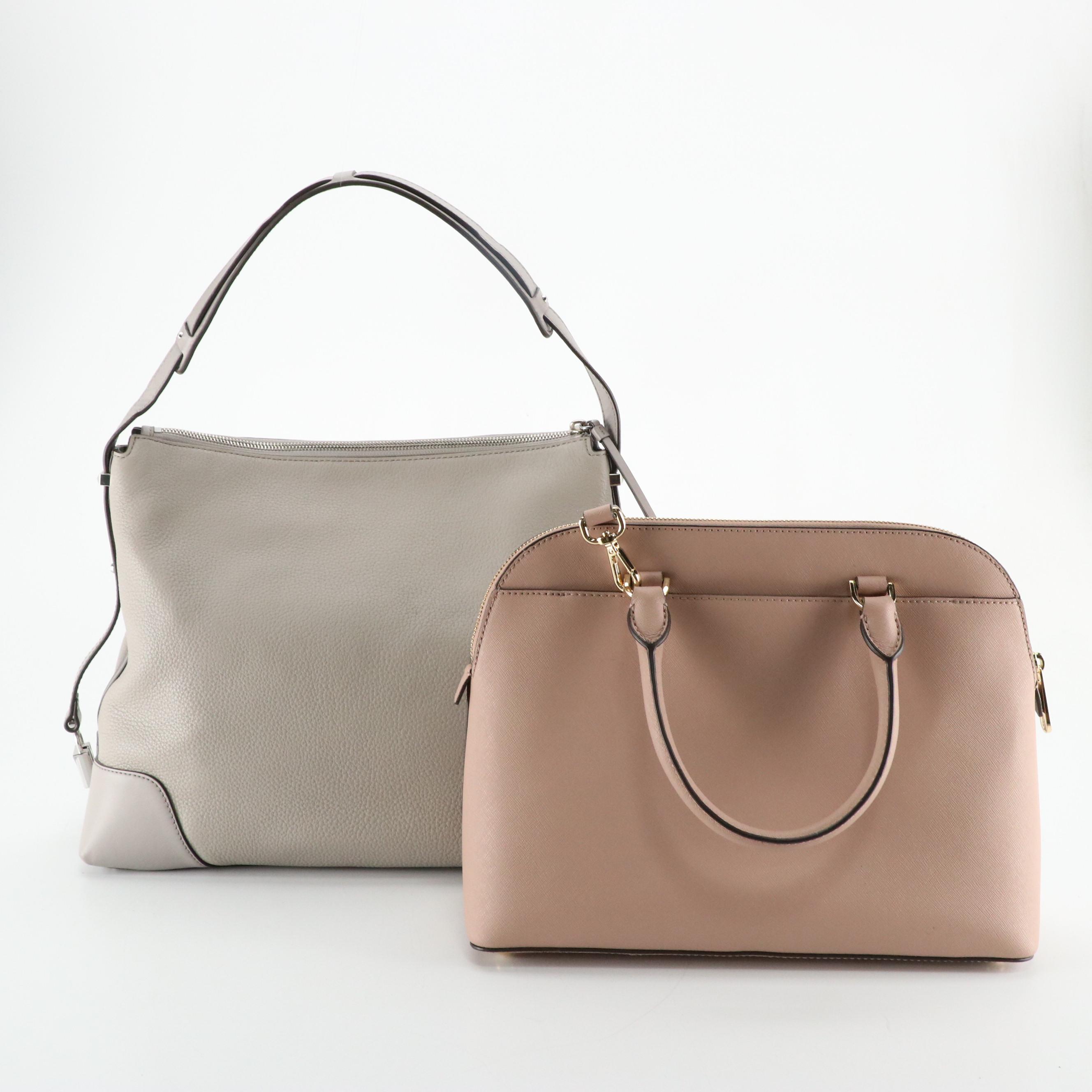 Michael Kors Blush Leather Cindy Domed Two-Way Satchel and Grey Crosby Hobo Bag