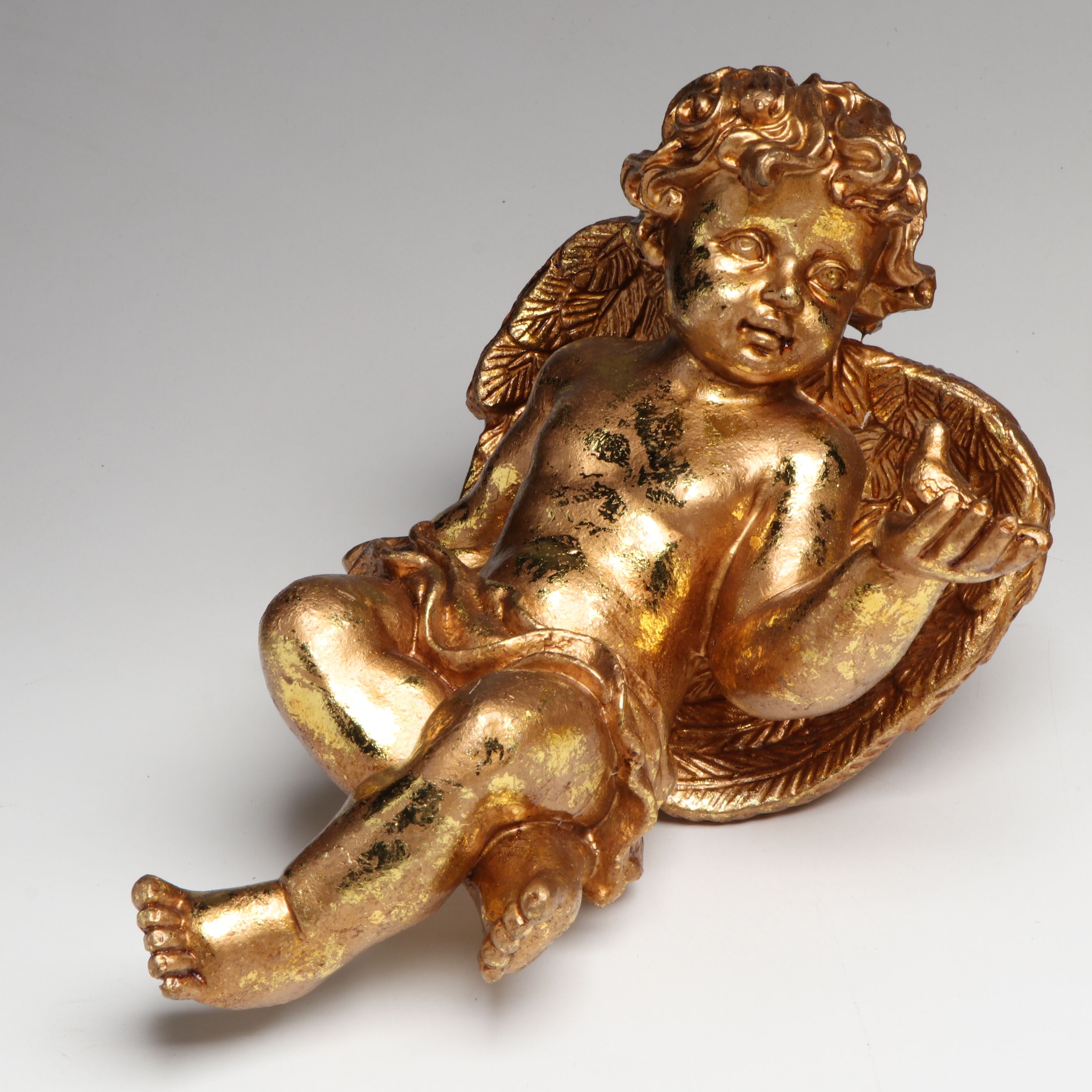 Pair of Gold Finish Angels with Vintage Ornaments and More Christmas Décor