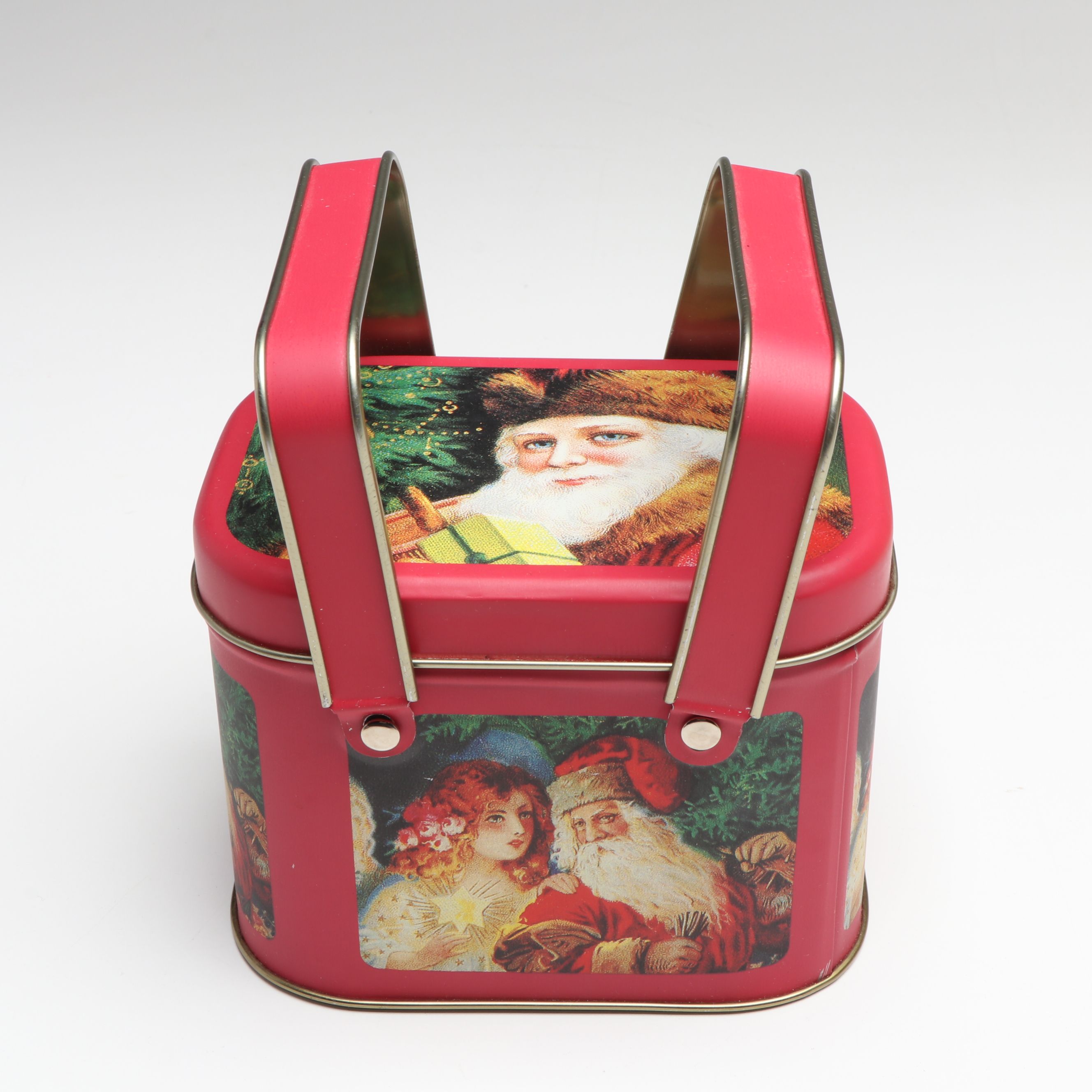 Pair of Gold Finish Angels with Vintage Ornaments and More Christmas Décor