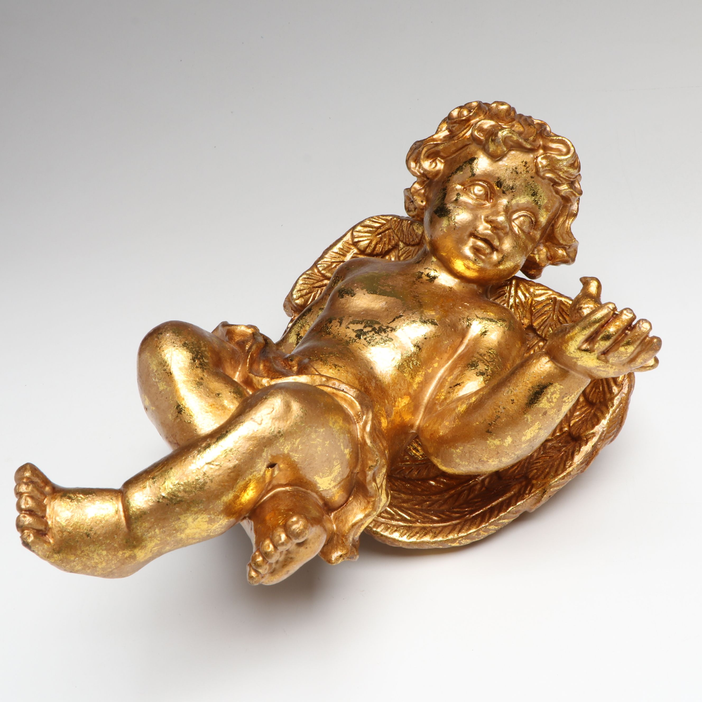 Pair of Gold Finish Angels with Vintage Ornaments and More Christmas Décor