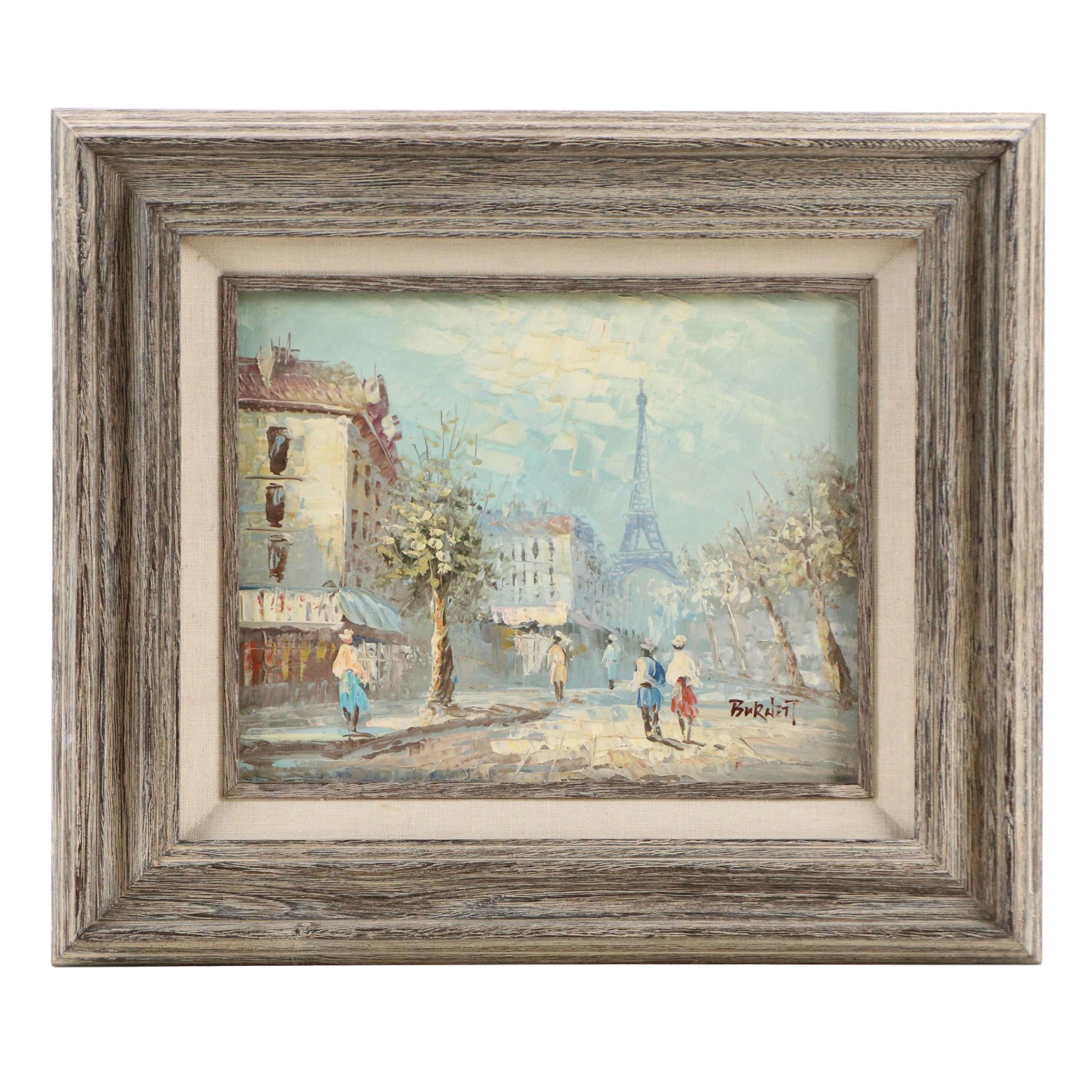 Burnett Parisian Street Scene Oil Painting