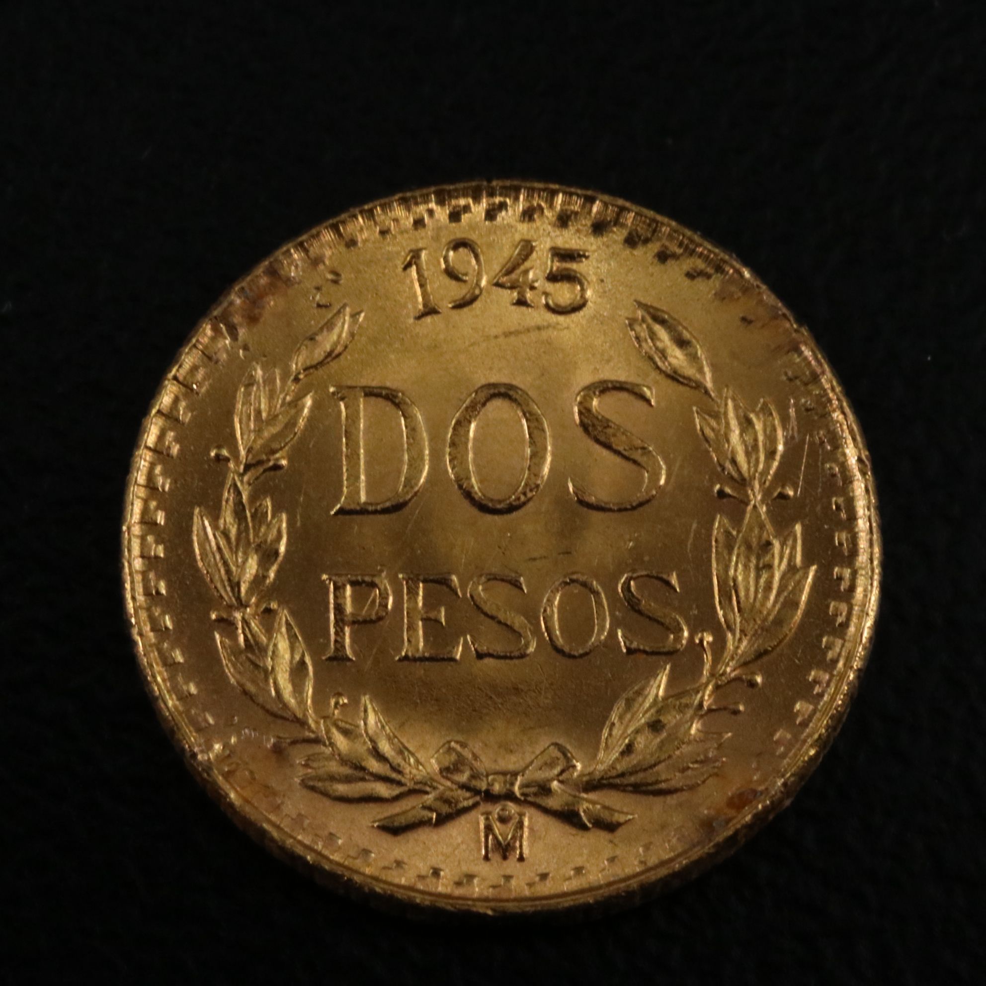 1945 Mexican Dos Pesos Gold Coin Re-strike