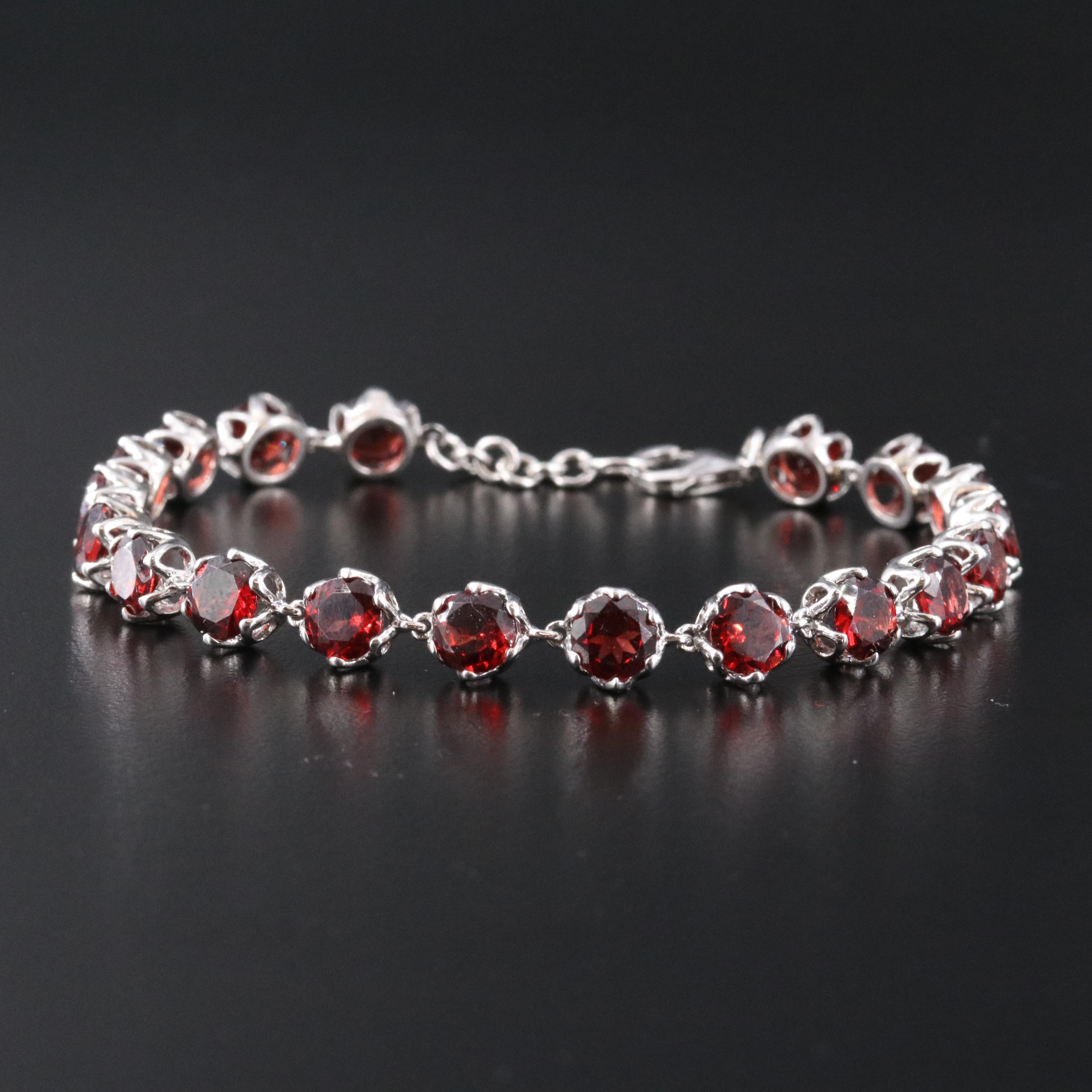 Sterling Garnet Line Bracelet