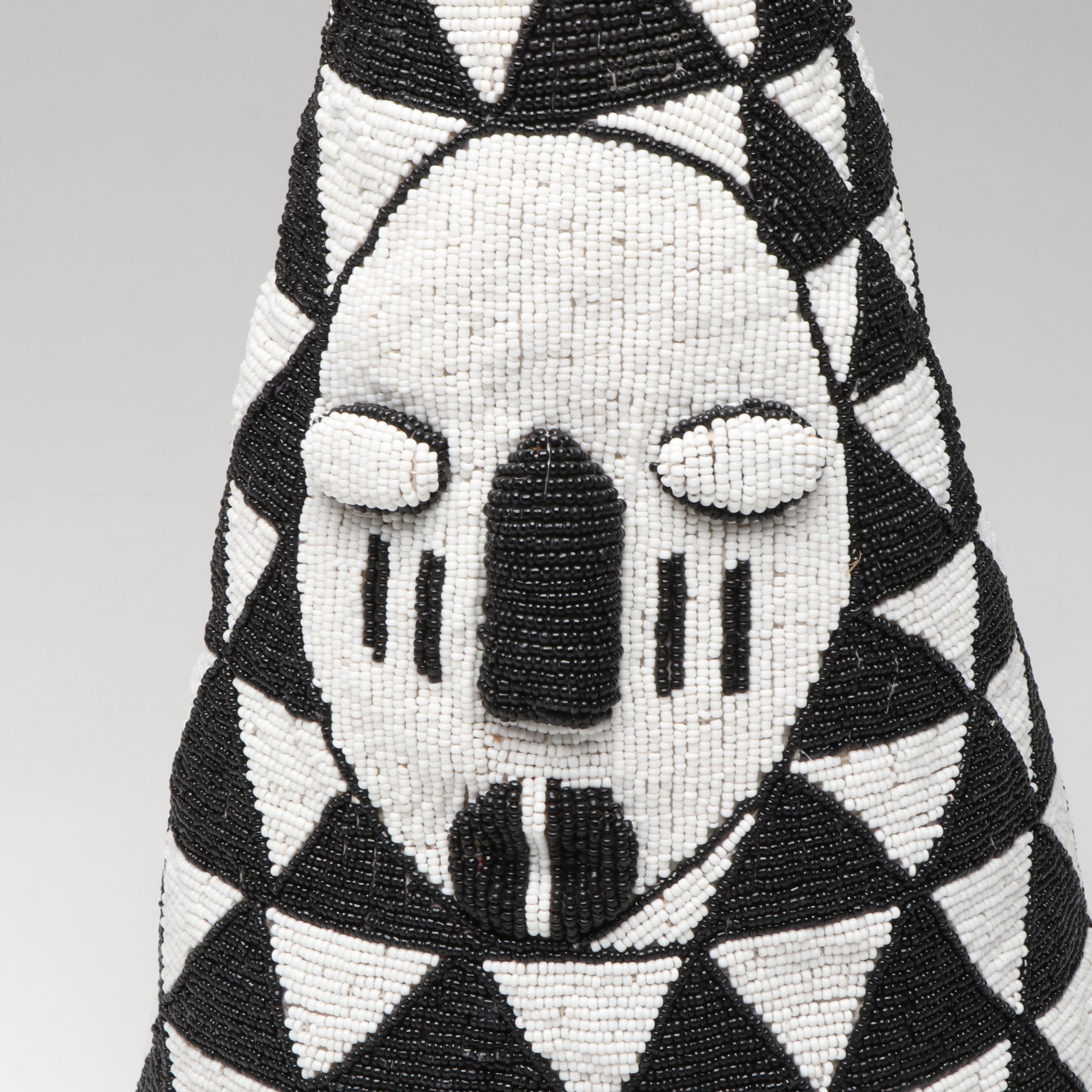 Nigerian Yoruba Ade Beaded Crown with Fringe, Late 20th Century