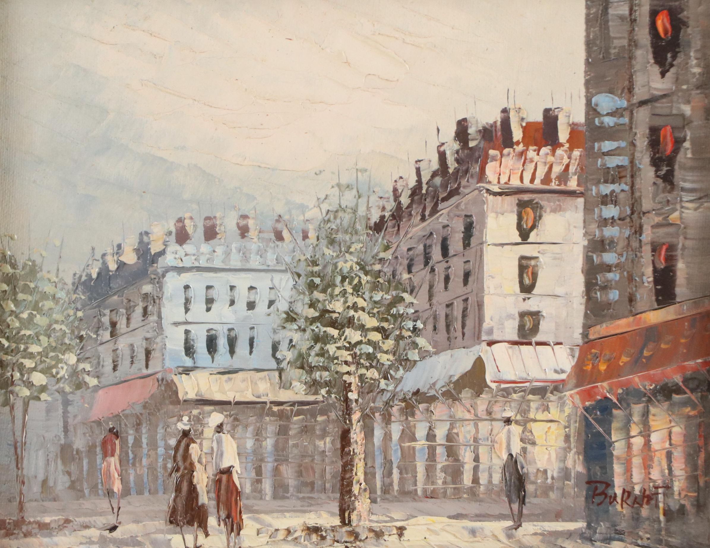 Burnett Parisian Street Scene Oil Painting