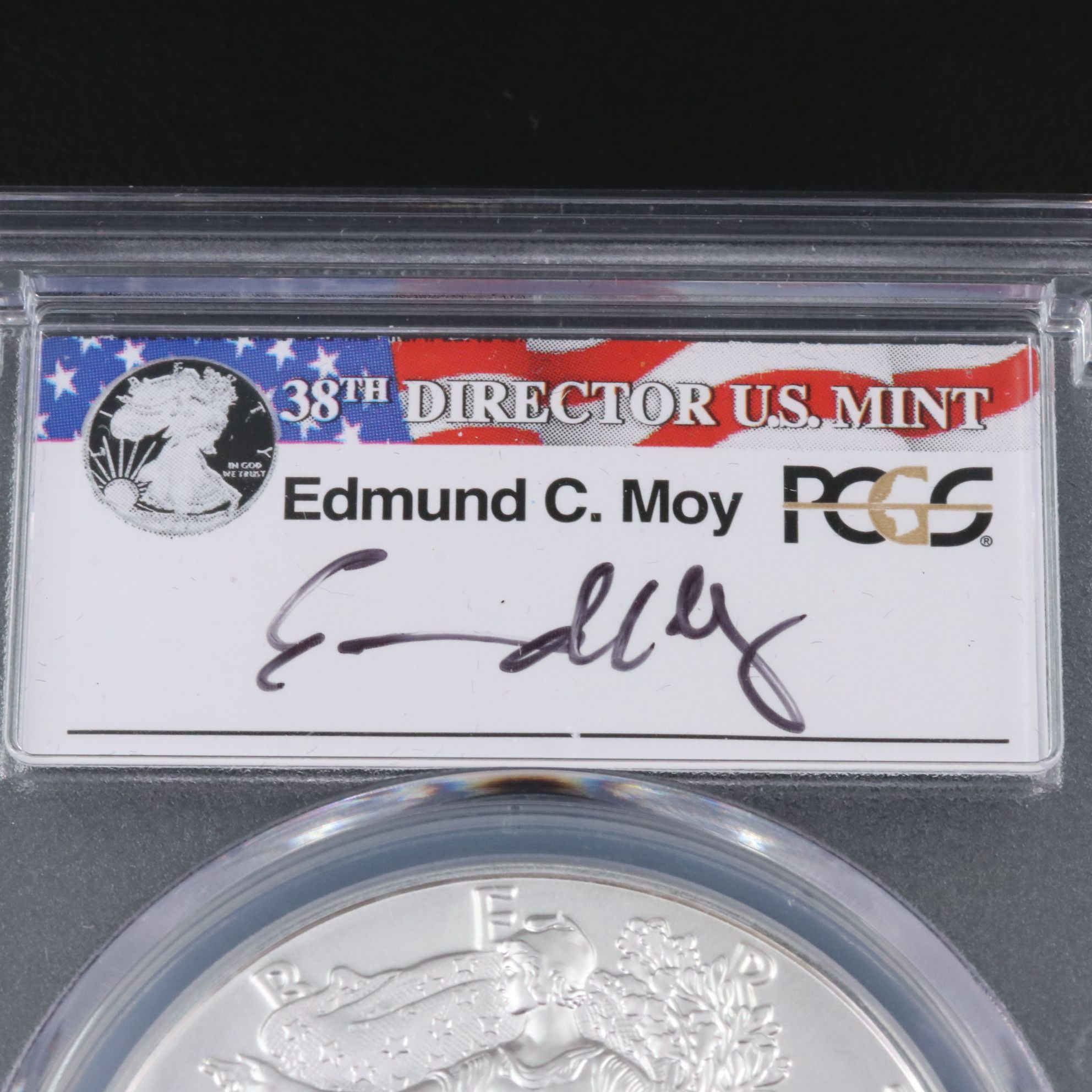 PCGS Graded MS70 2016 $1 American Silver Eagle Signed by Moy