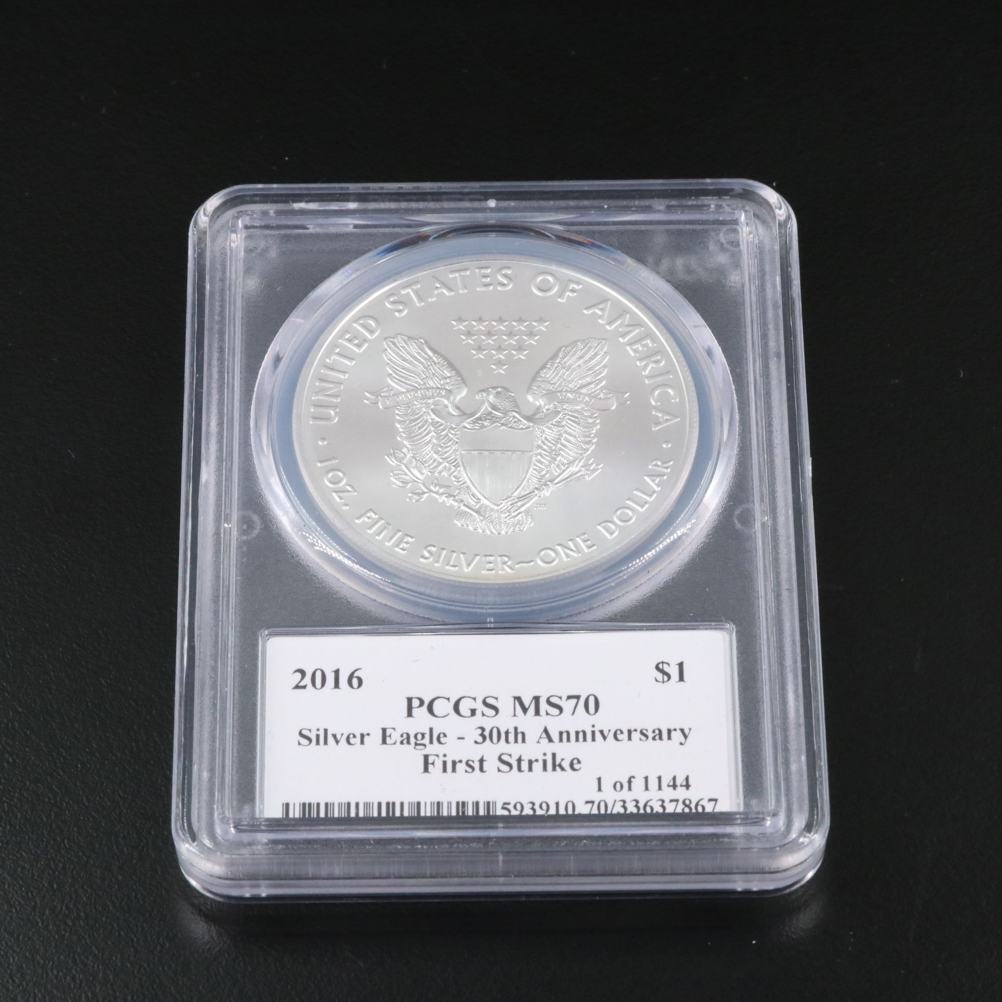 PCGS Graded MS70 2016 $1 American Silver Eagle Signed by Moy